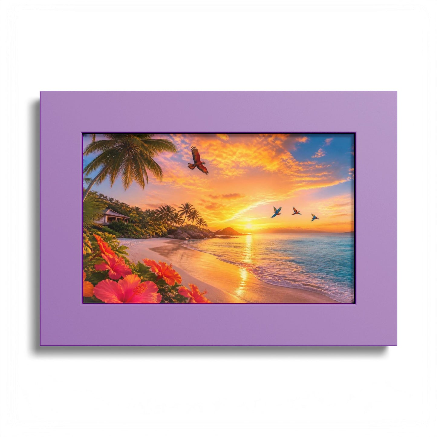Tropical Sunset Framed Poster — Colorful Beach Wall Art