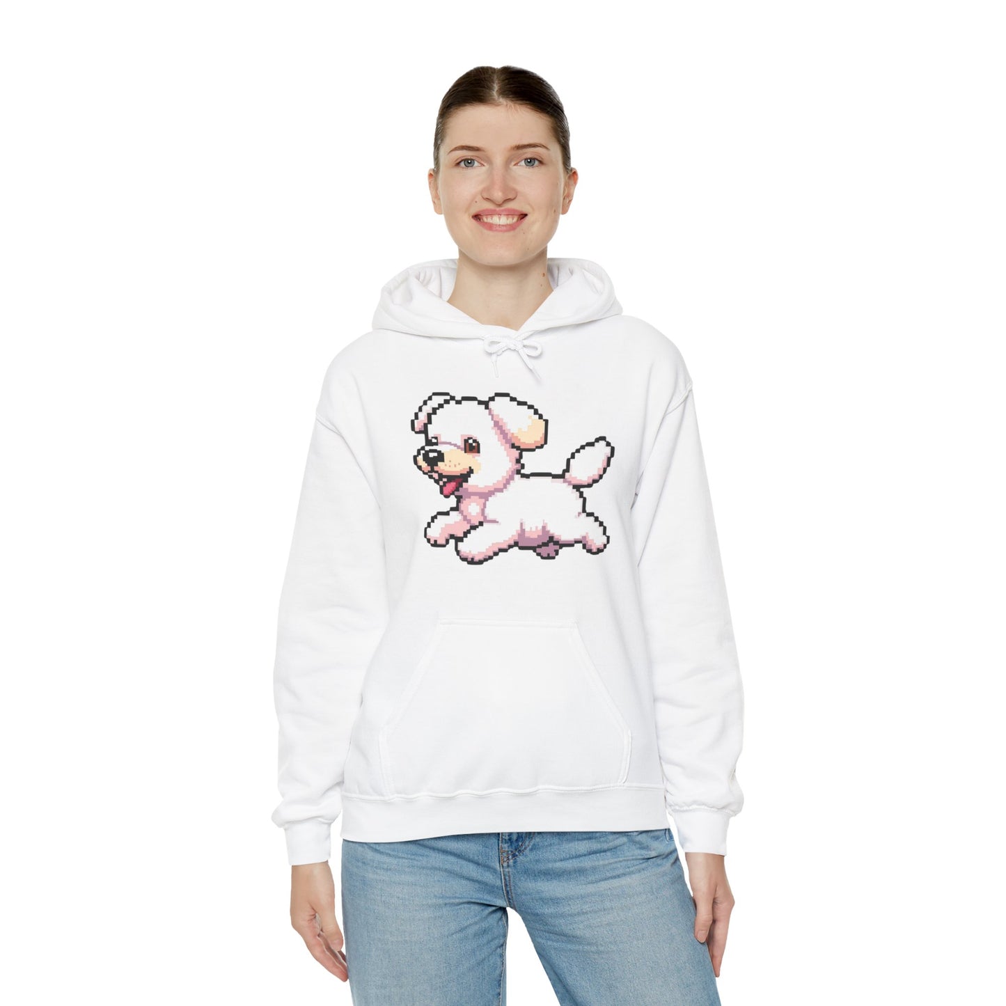Pixelated Dog Unisex Hoodie, Cozy Pet Lover Sweatshirt, Cute Dog Design, Gift for Animal Lovers, Ideal for Casual Wear, Perfect for Holidays