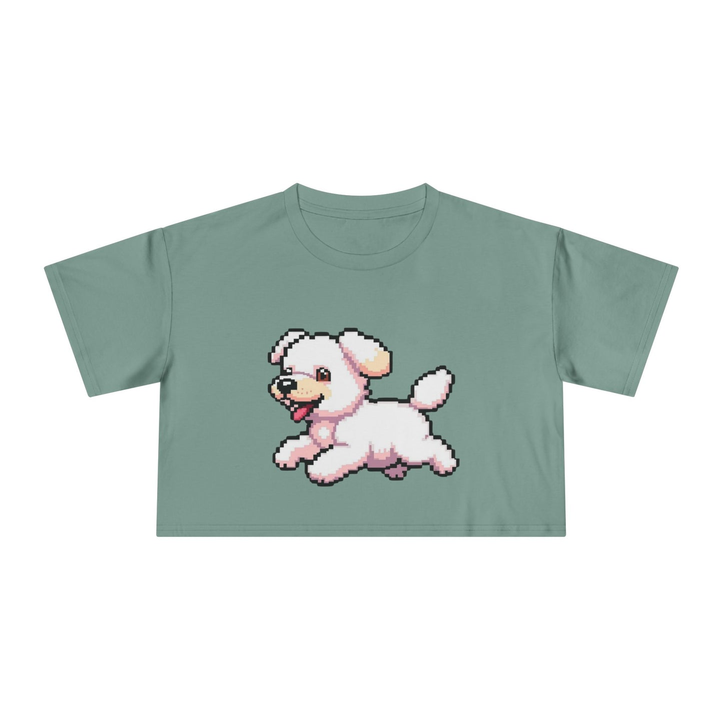 Playful Retro Dog Women's Crop Tee, Cute Animal Top, Summer Shirt, Gift for Dog Lovers, Casual Style, Beachwear