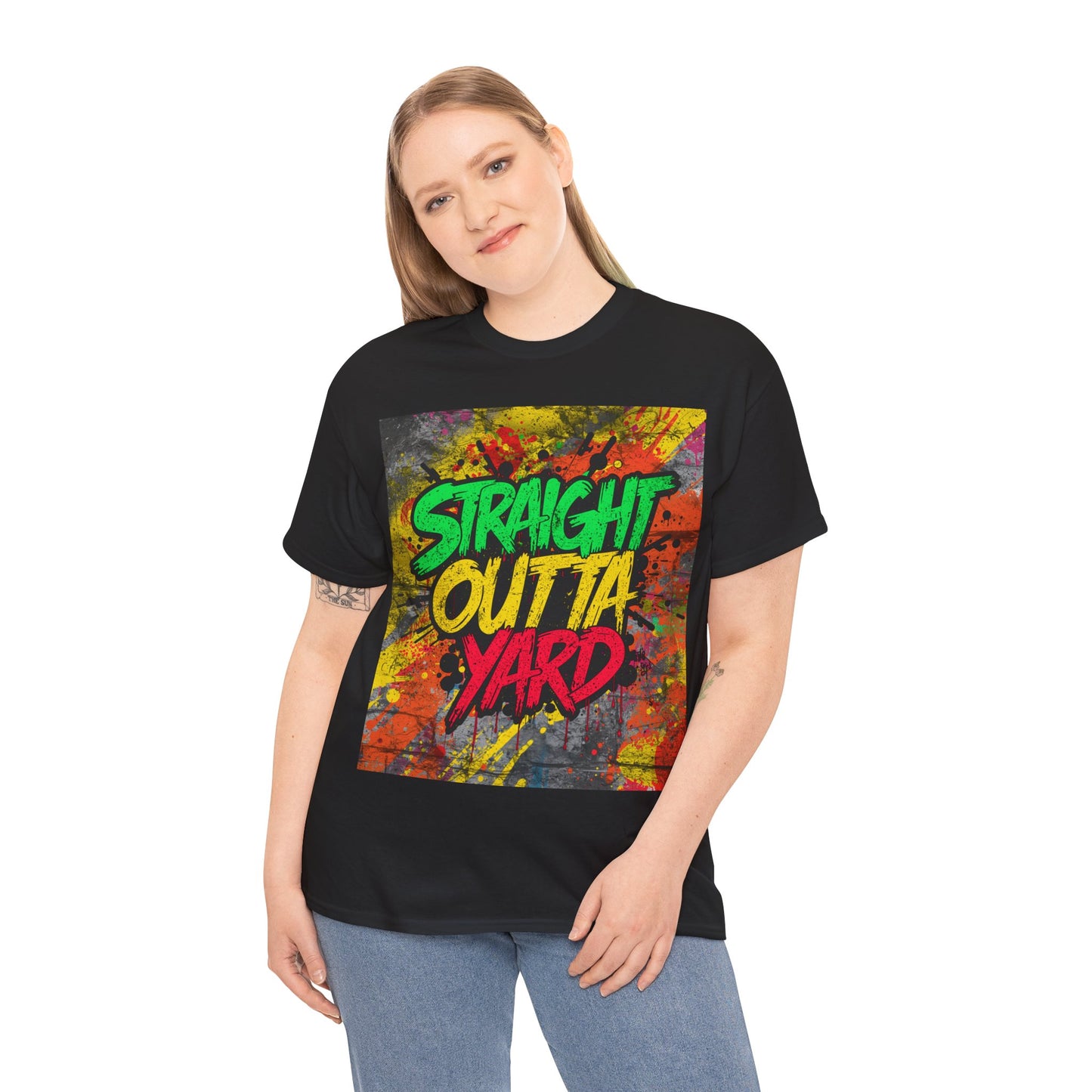 Straight Outta Yard T-Shirt — Casual Jamaican Phrase Tee