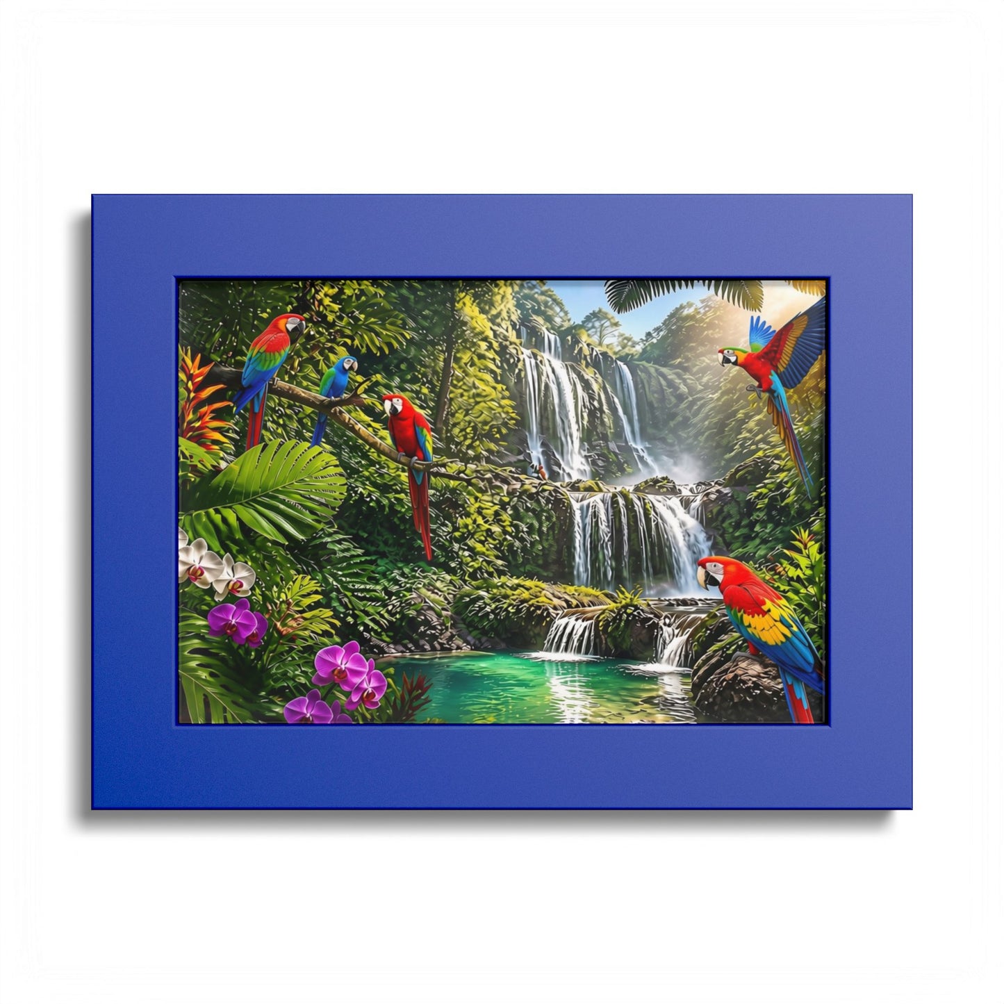 Tropical Waterfall Parrot Poster
