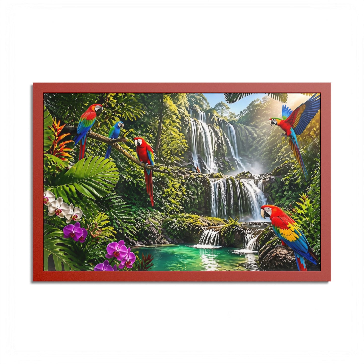 Tropical Waterfall Parrot Poster