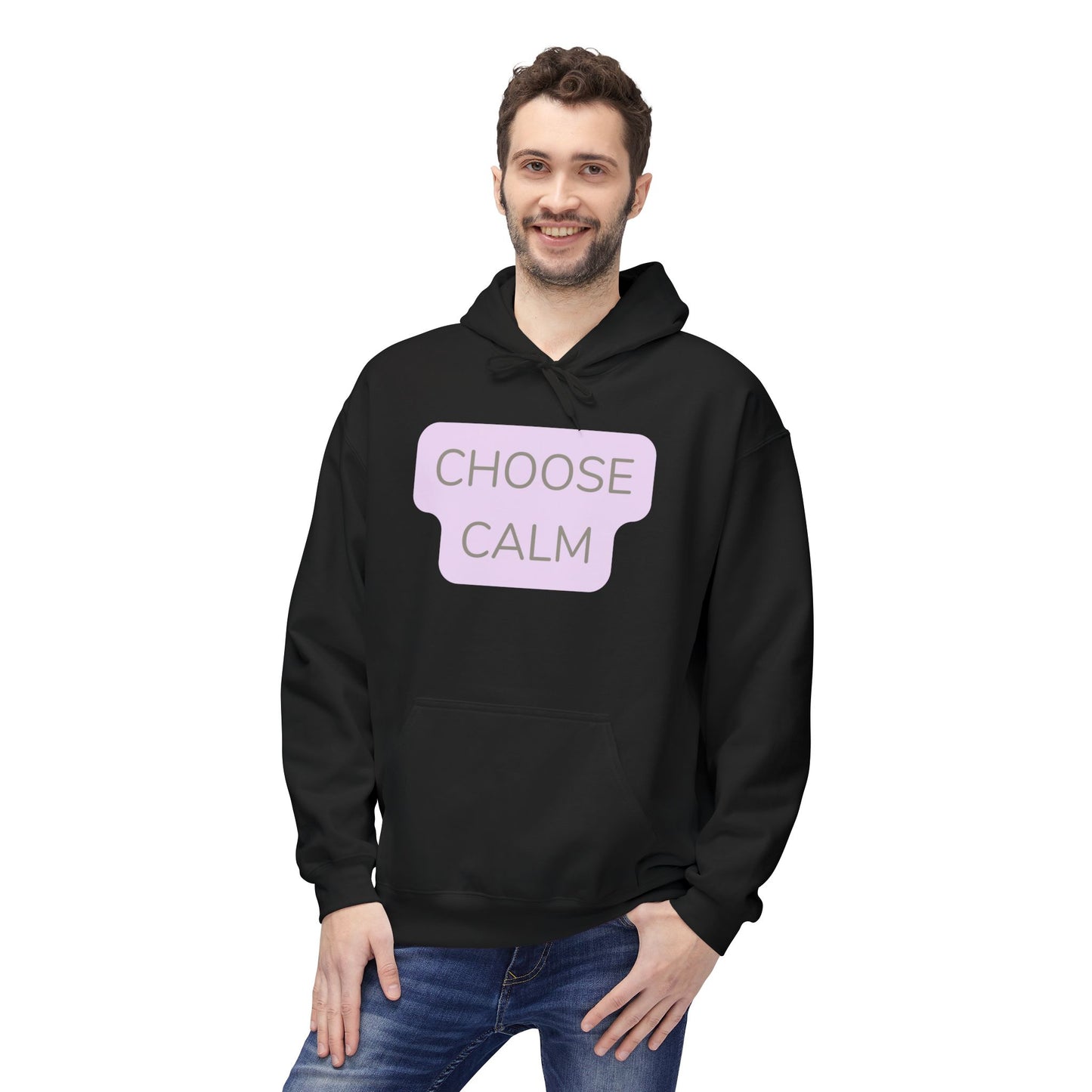Choose Calm Unisex Midweight Softstyle Hoodie — Minimal Pastel Graphic Relaxation Sweatshirt