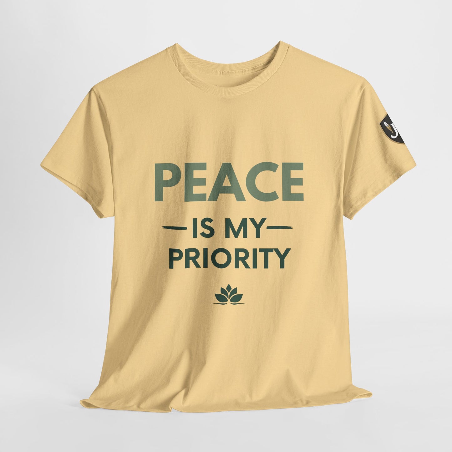 Peace is My Priority Unisex Heavy Cotton Tee, Relaxed Fit T-Shirt, Mindfulness Shirt, Gift for Meditation Lovers