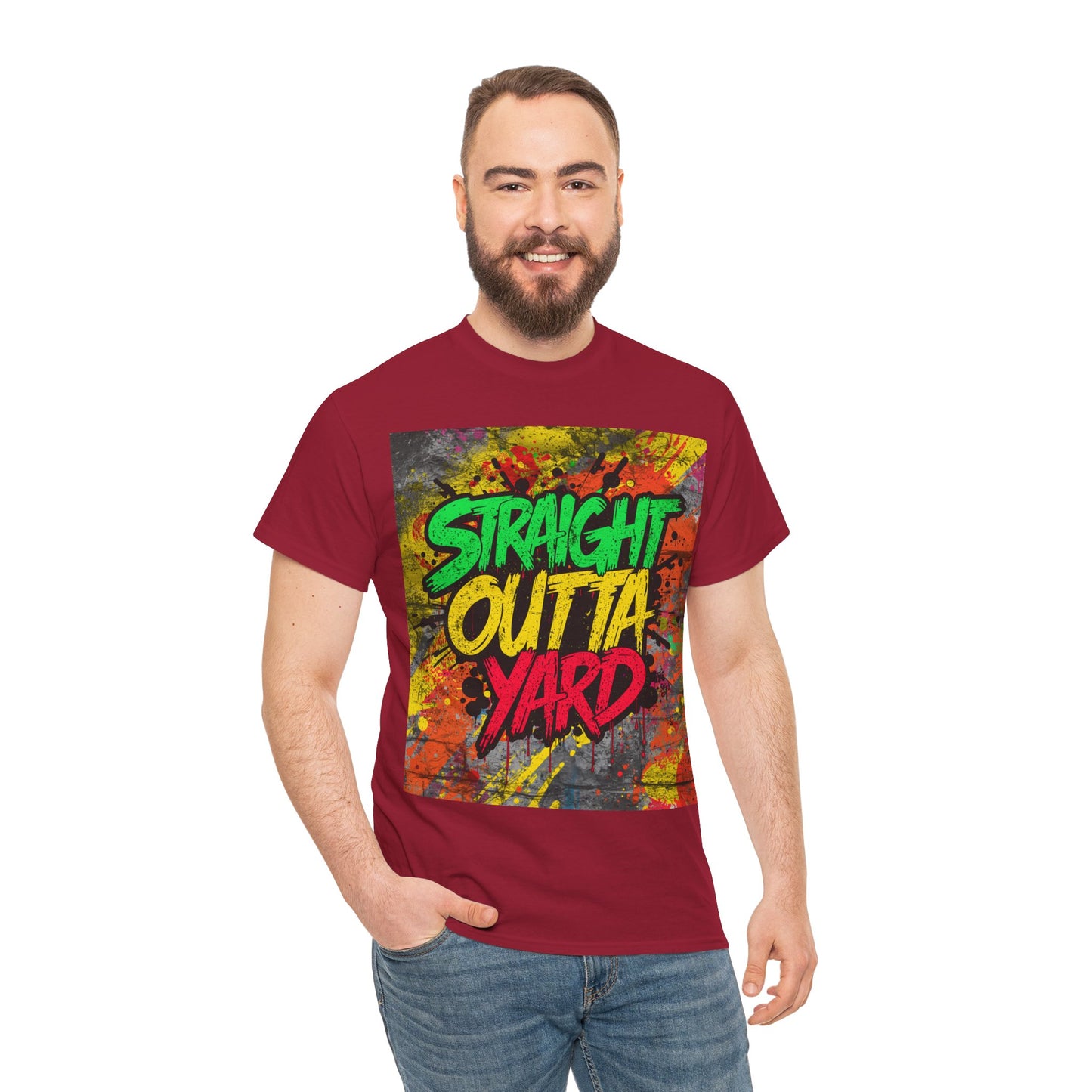 Straight Outta Yard T-Shirt — Casual Jamaican Phrase Tee
