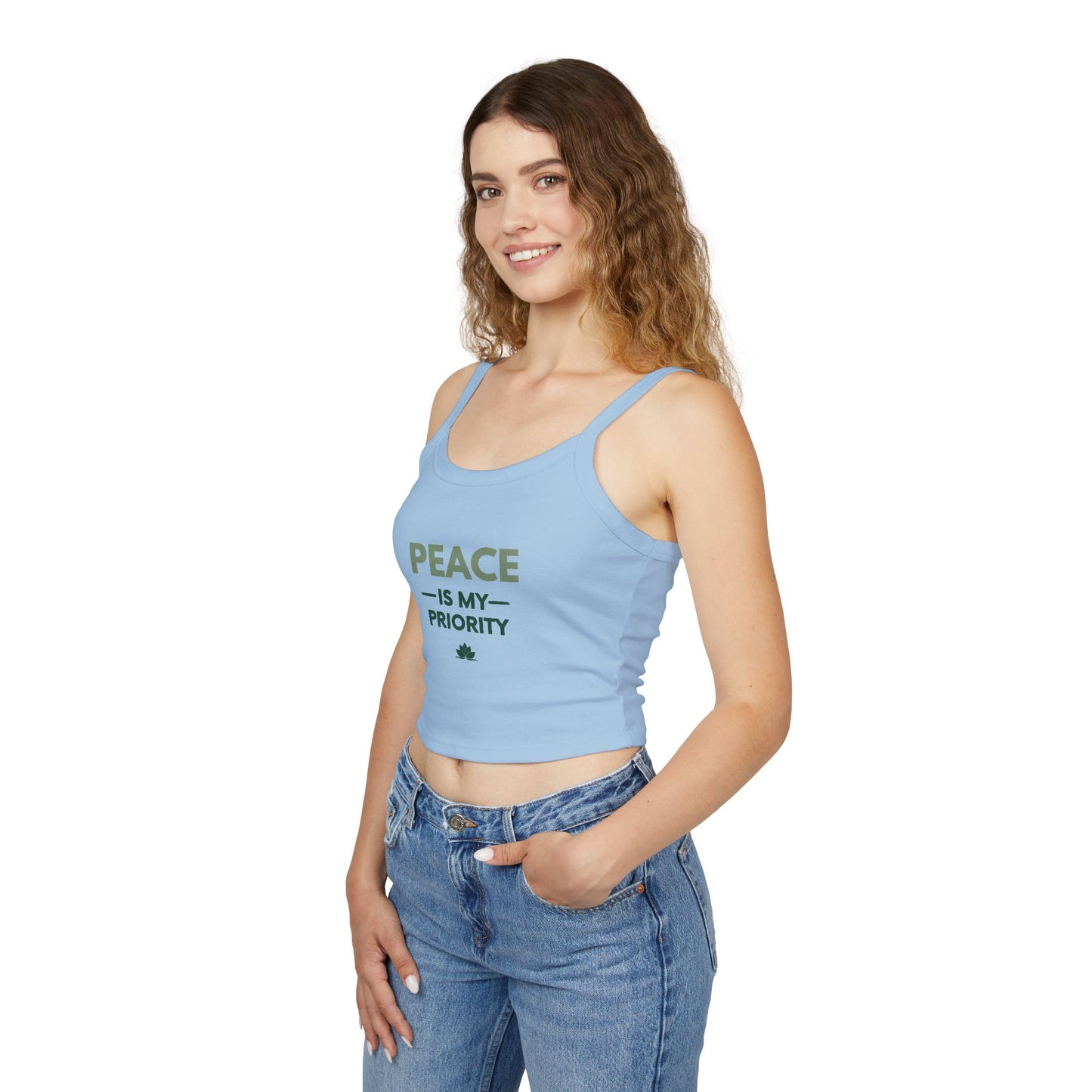 Peace Is My Priority Tank Top — Women's Spaghetti-Strap Crop