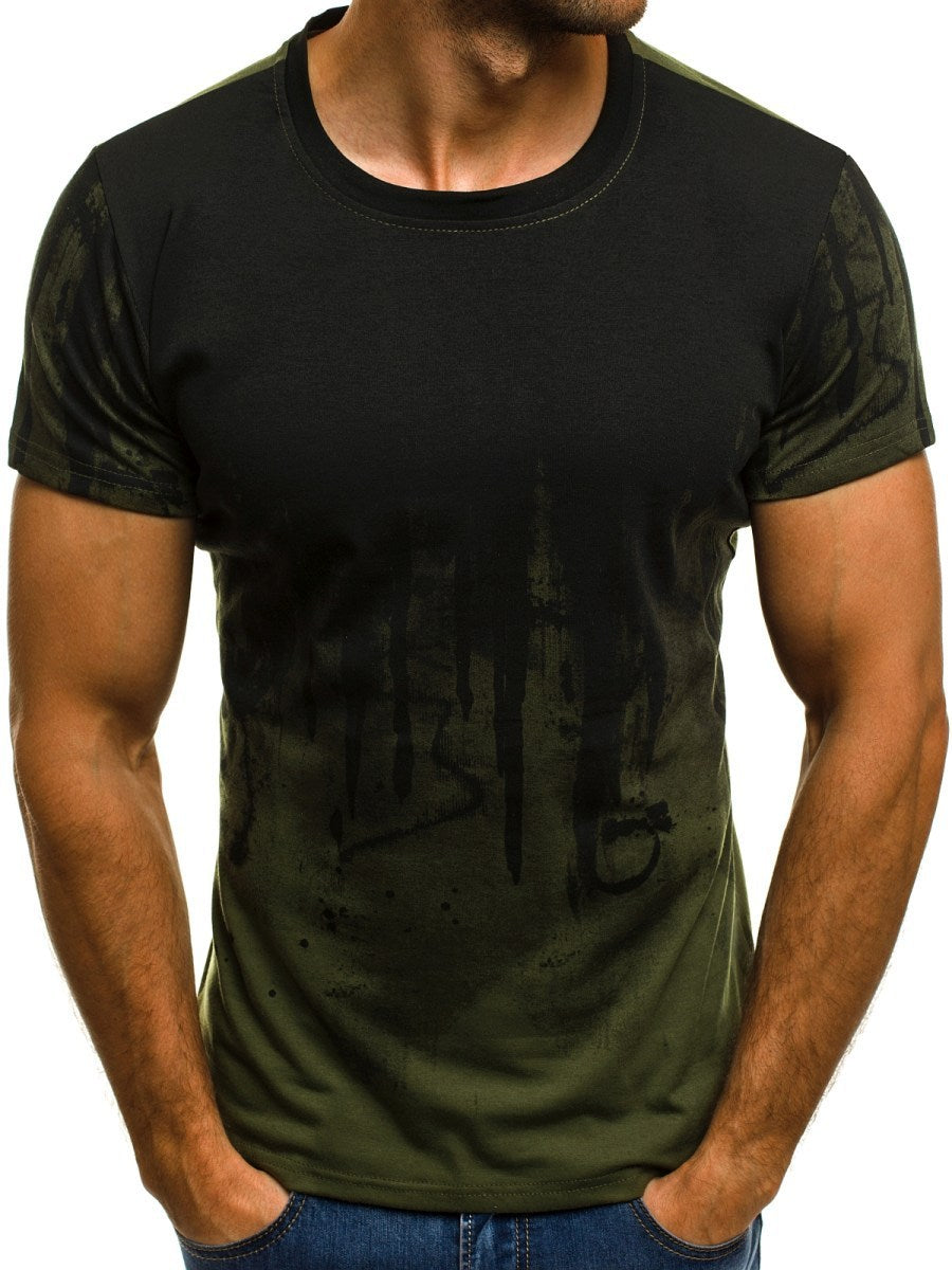 Men's Gradient Fitness Compression T-Shirt – Black & Red Slim Fit Tee