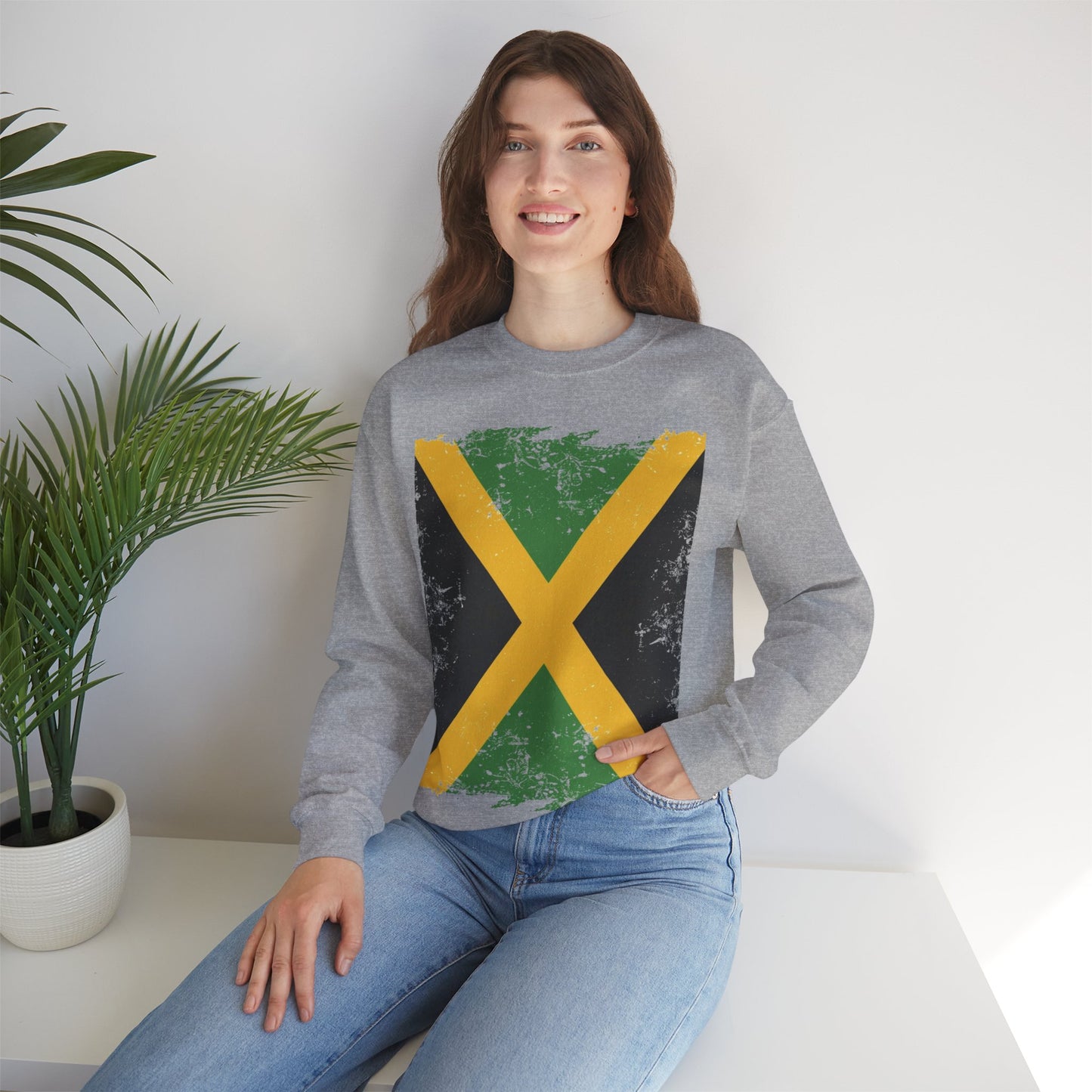 Jamaican Flag Crewneck Sweatshirt, Unisex Sweatshirt, Casual Wear, Gift for Him or Her, Travel Apparel, Cultural Celebration