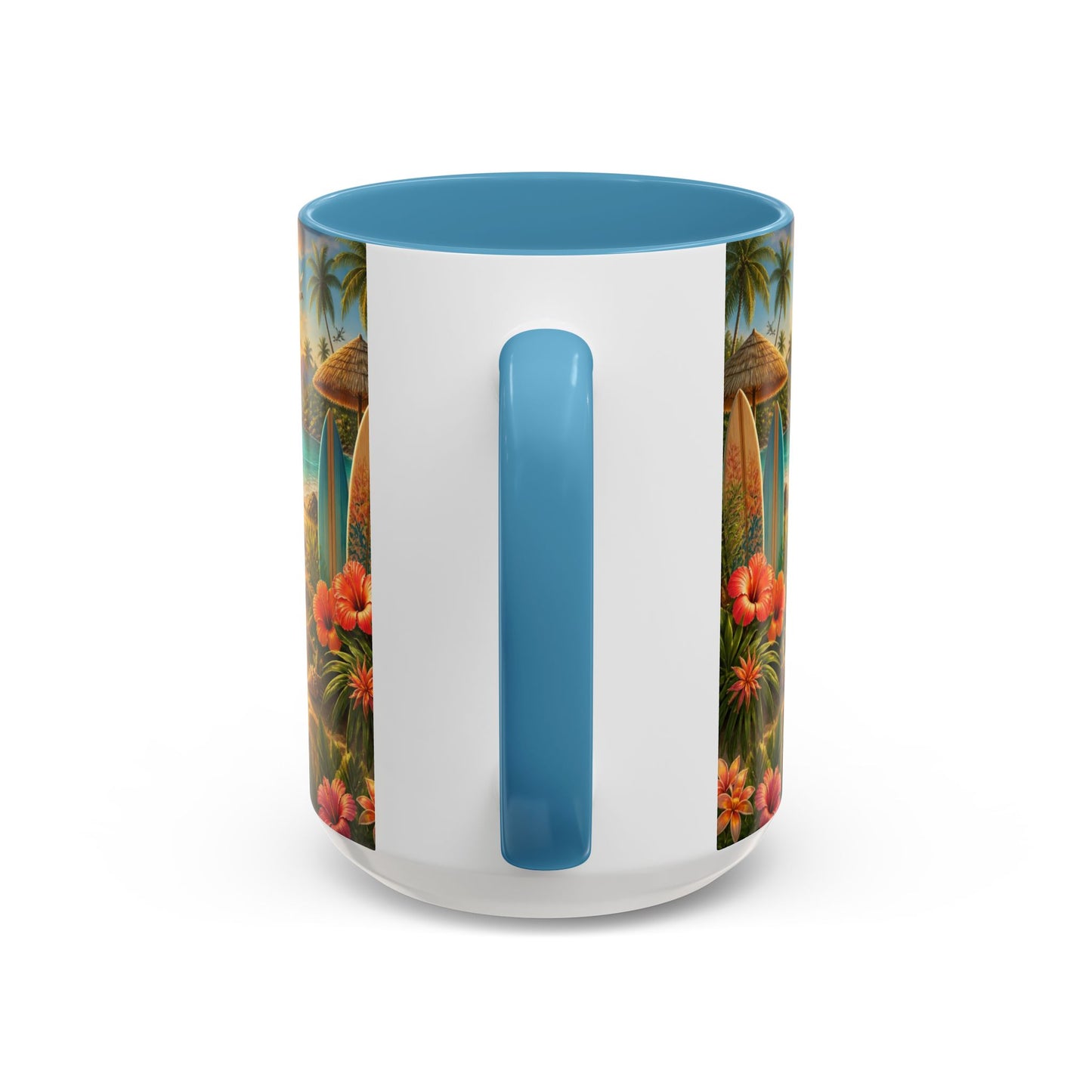 Tropical Beach Coffee Mug – Sunset Luau Hawaiian Floral Accent