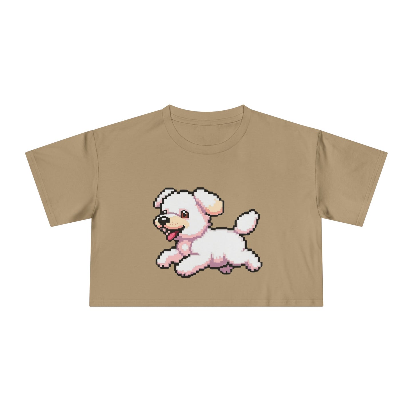 Playful Retro Dog Women's Crop Tee, Cute Animal Top, Summer Shirt, Gift for Dog Lovers, Casual Style, Beachwear