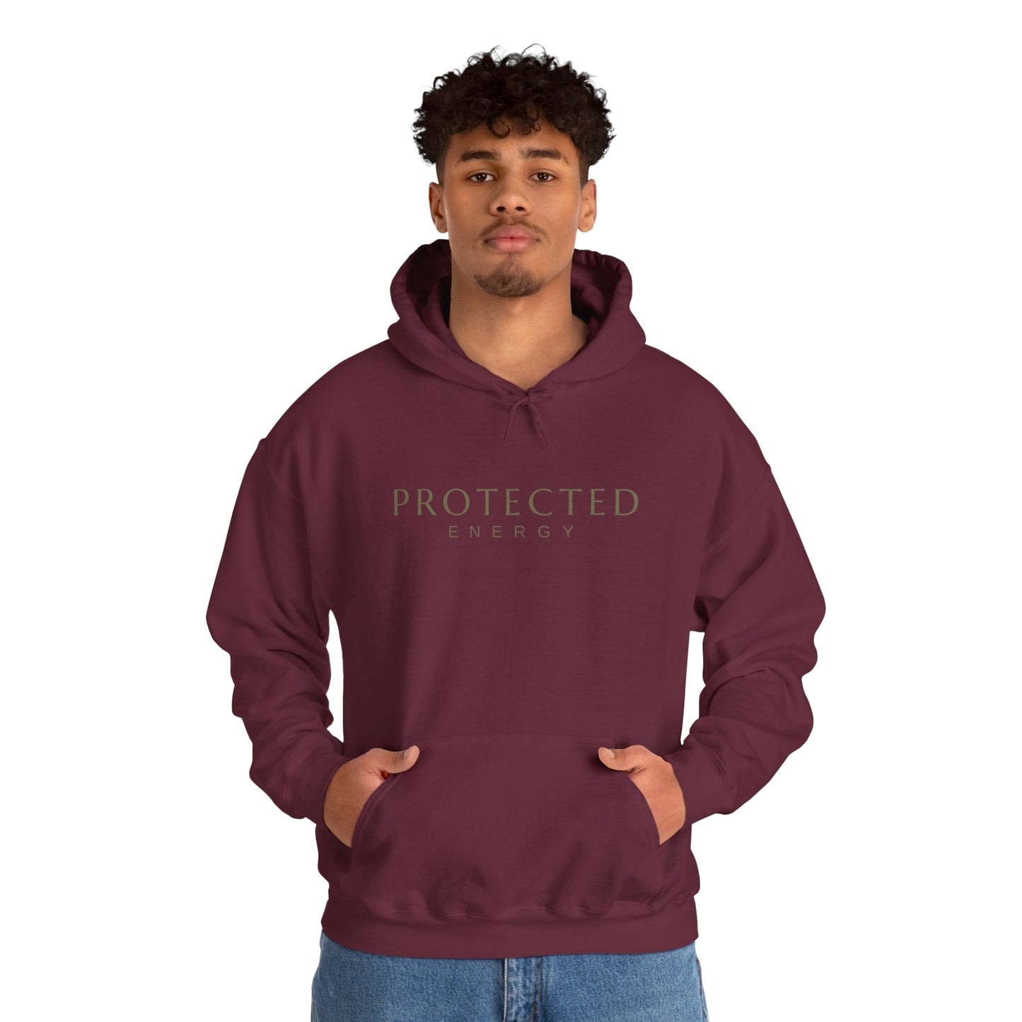 Protected Energy Unisex Heavy Blend Hoodie — Minimal Spiritual Wellness Hooded Sweatshirt
