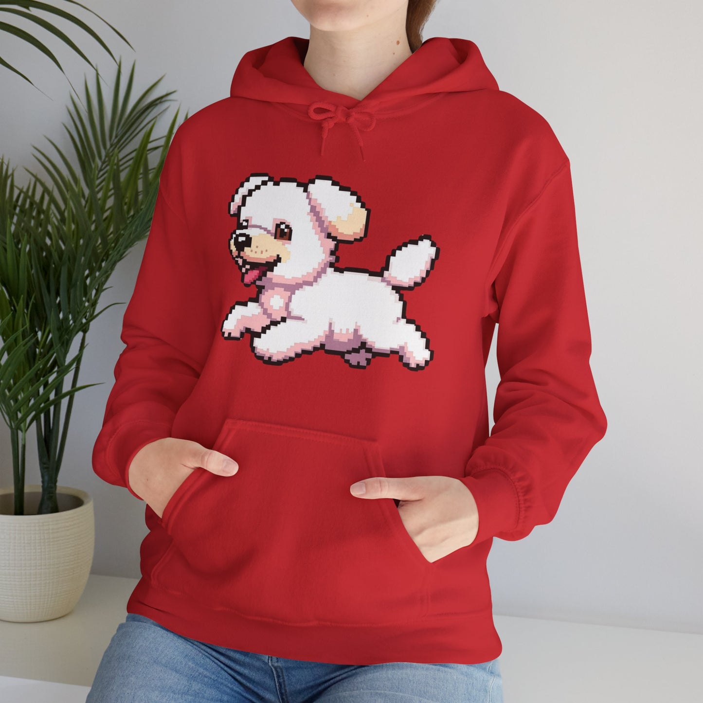 Pixelated Dog Unisex Hoodie, Cozy Pet Lover Sweatshirt, Cute Dog Design, Gift for Animal Lovers, Ideal for Casual Wear, Perfect for Holidays