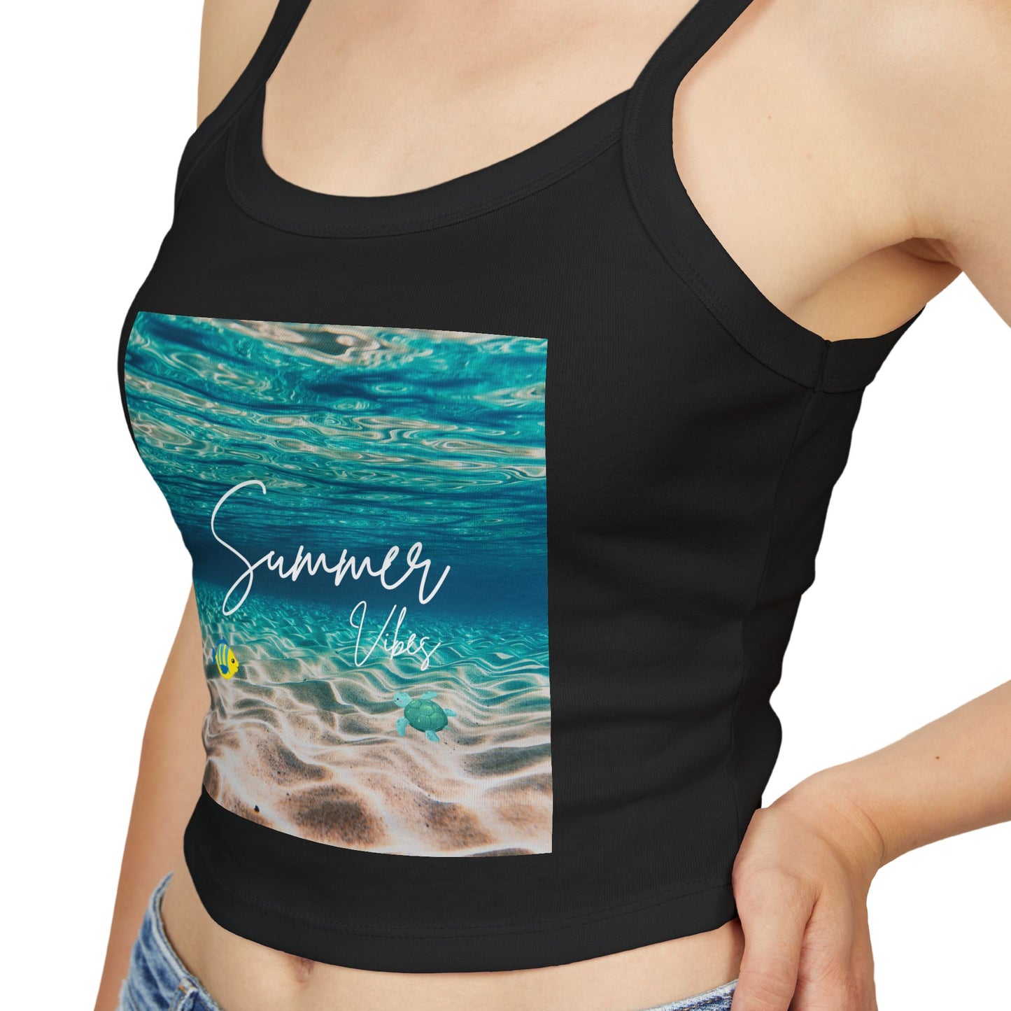 Summer Vibes Spaghetti Strap Tank Top - Beachwear, Vacation Outfit, Summer Fashion, Casual Top
