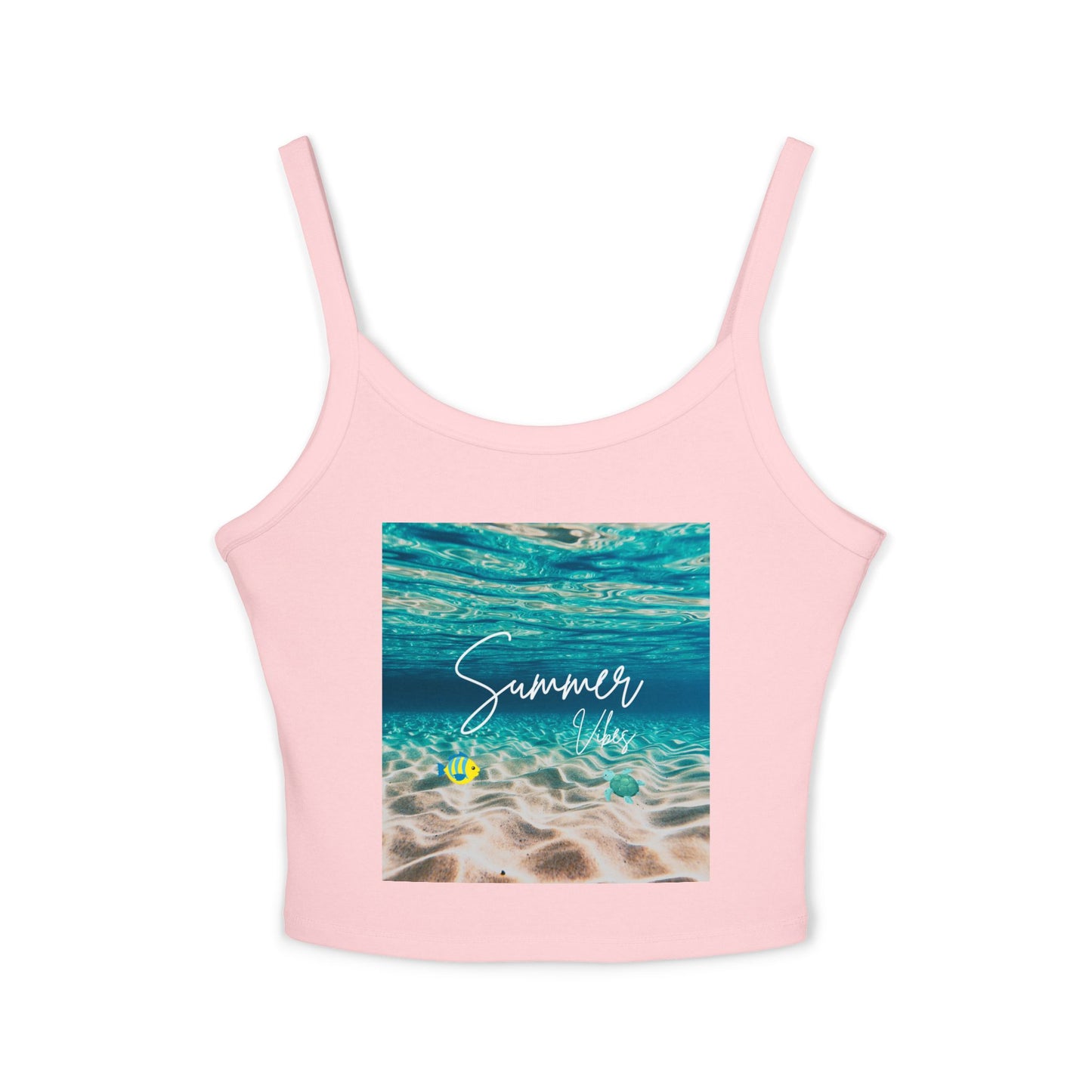 Camiseta de tirantes finos "Summer Vibes" - Ropa de playa, conjunto para vacaciones, moda de verano, top casual
