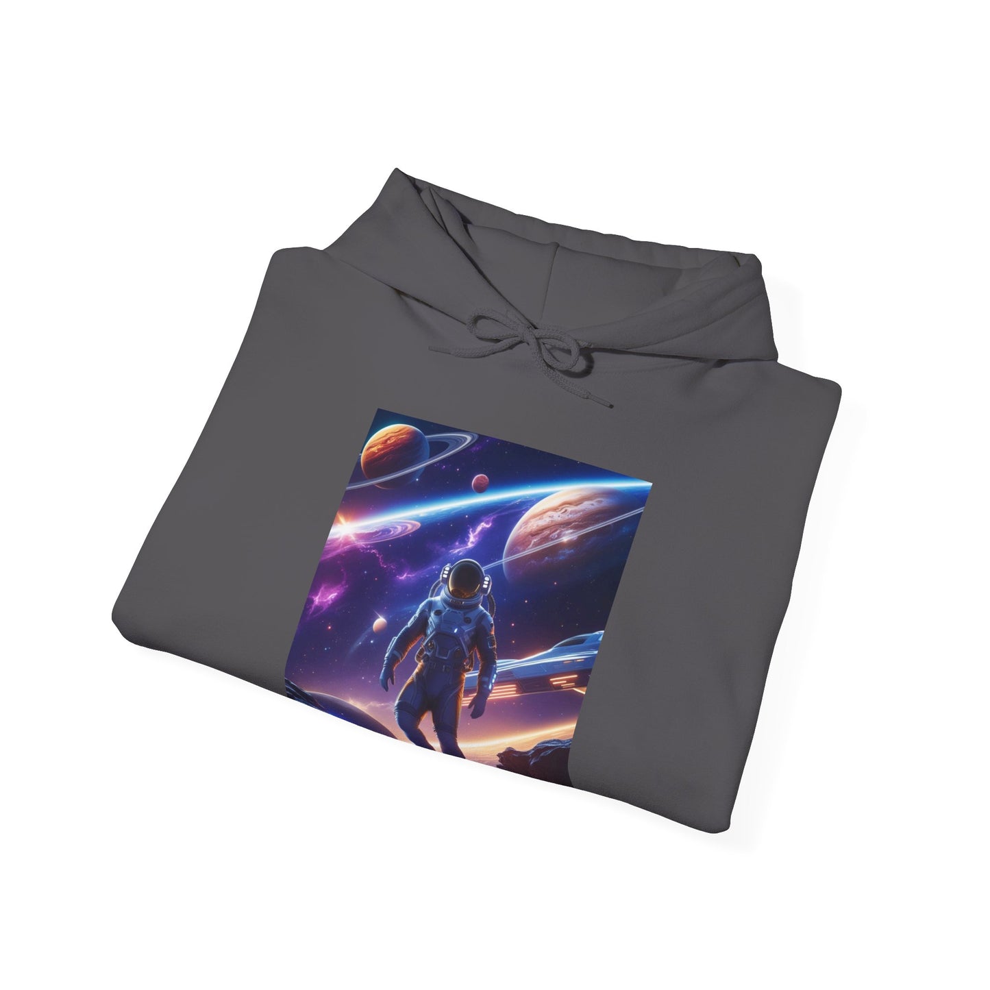 Cosmic Adventure Hooded Sweatshirt - Starry Night Graphic Unisex Sweatshirt