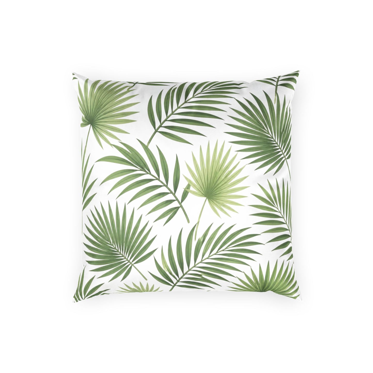 Tropical Palm Velvet Pillow — Green Leaf Decorative Throw Cushion
