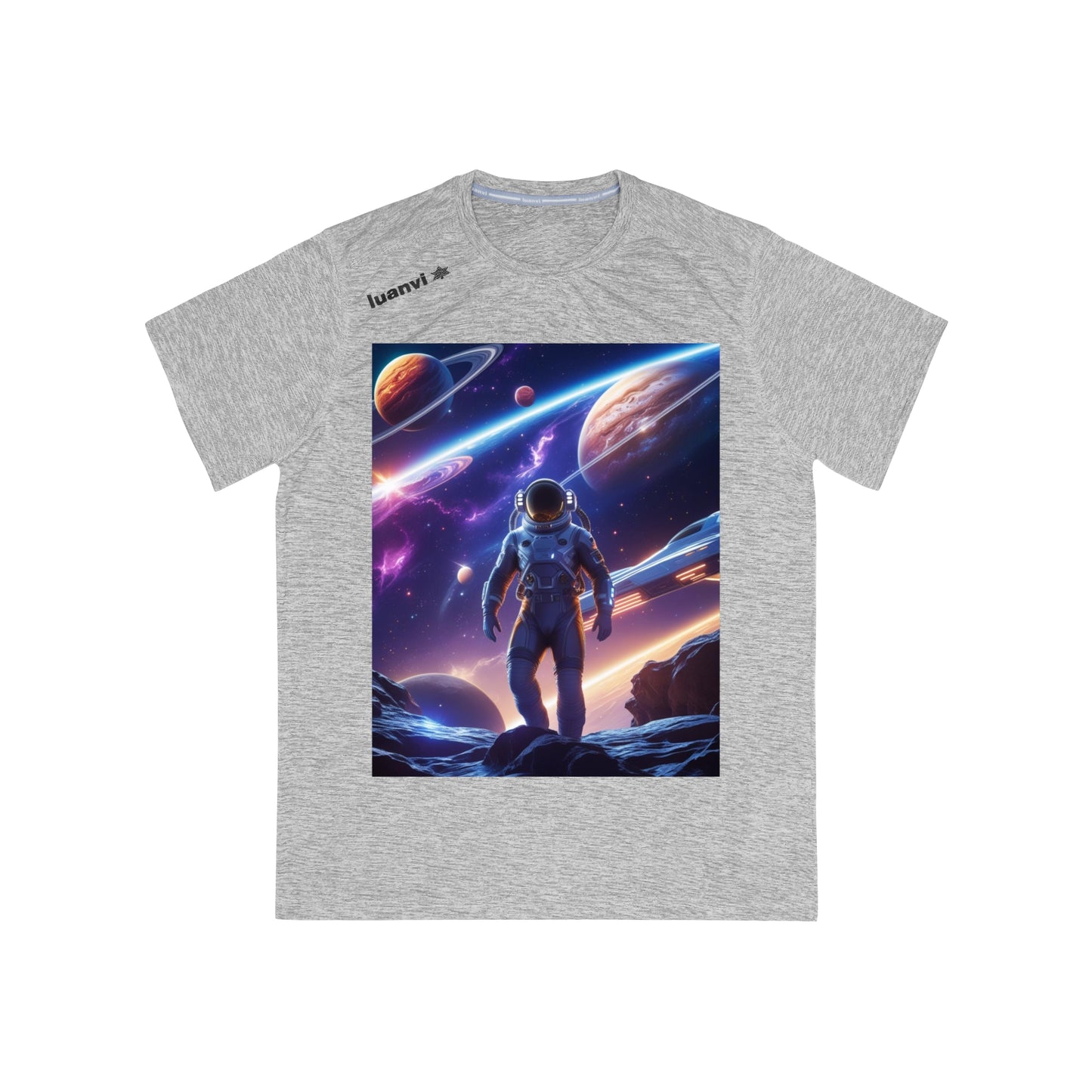 Men's Astronaut Themed Sports T-shirt, Cosmic Workout Tee, Galaxy Training Shirt, Space Adventure Apparel, Unique Gym Top