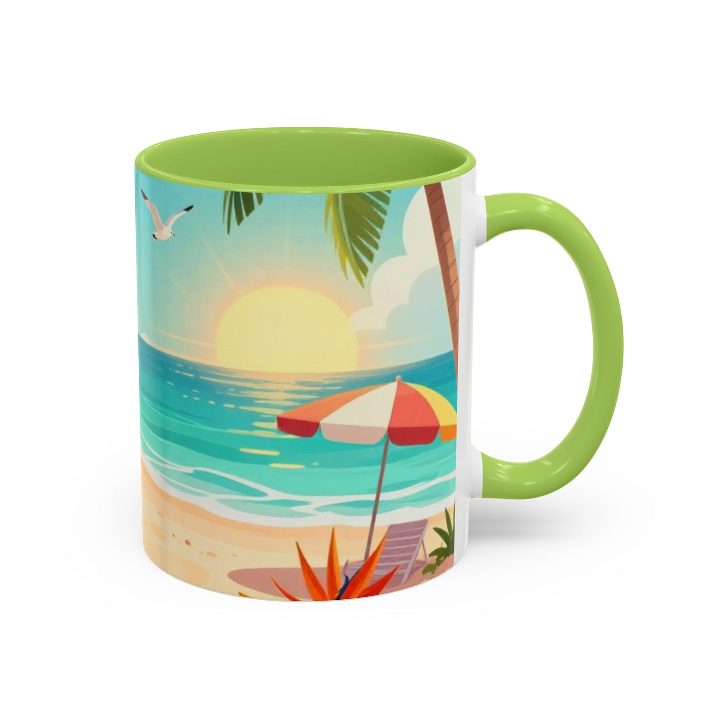 Beach Sunrise Coffee Mug — Tropical Ocean Scene Accent Mug (11/15oz)