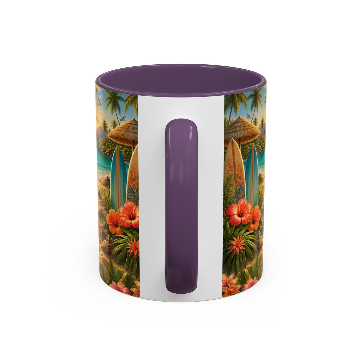 Tropical Beach Coffee Mug – Sunset Luau Hawaiian Floral Accent