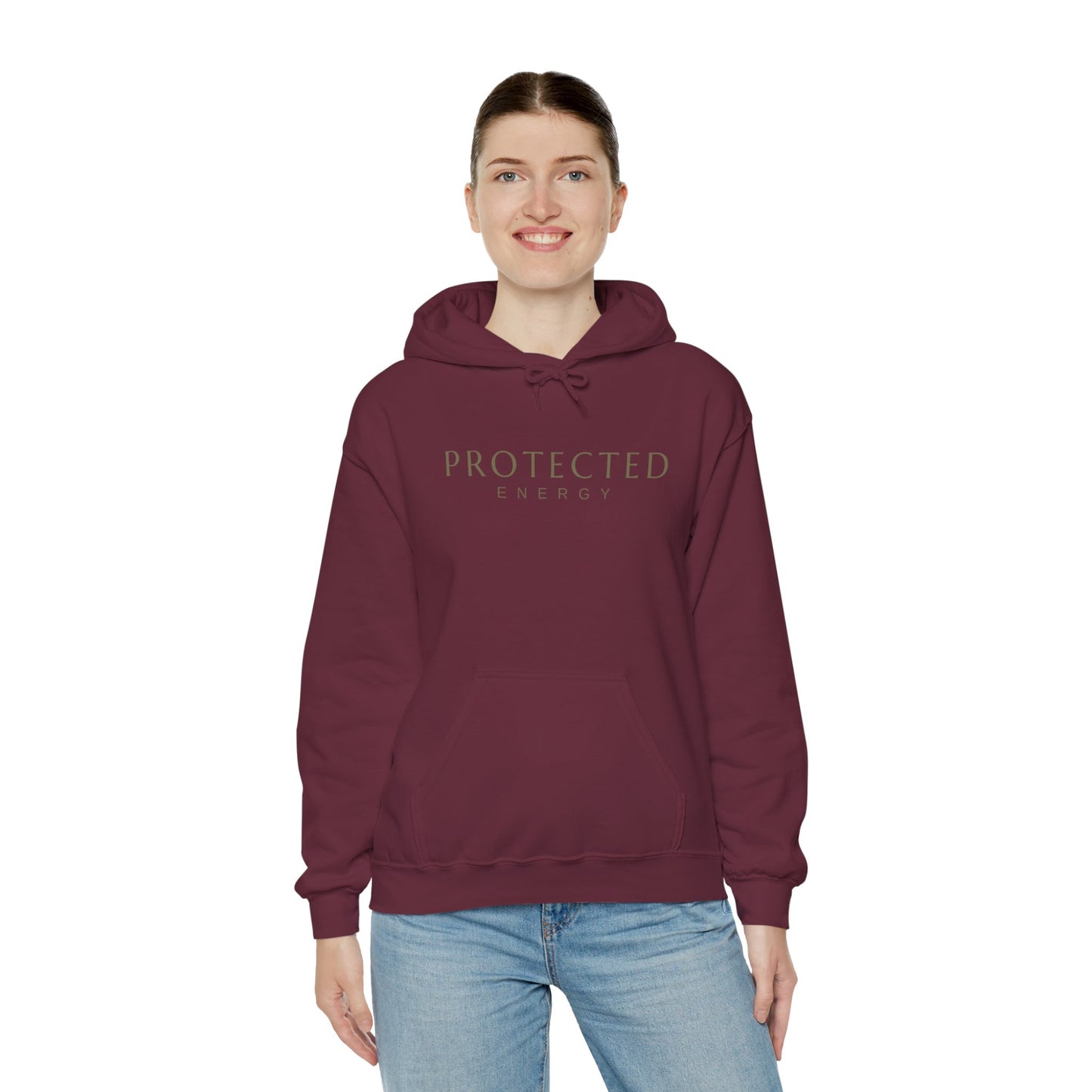 Protected Energy Unisex Heavy Blend Hoodie — Minimal Spiritual Wellness Hooded Sweatshirt