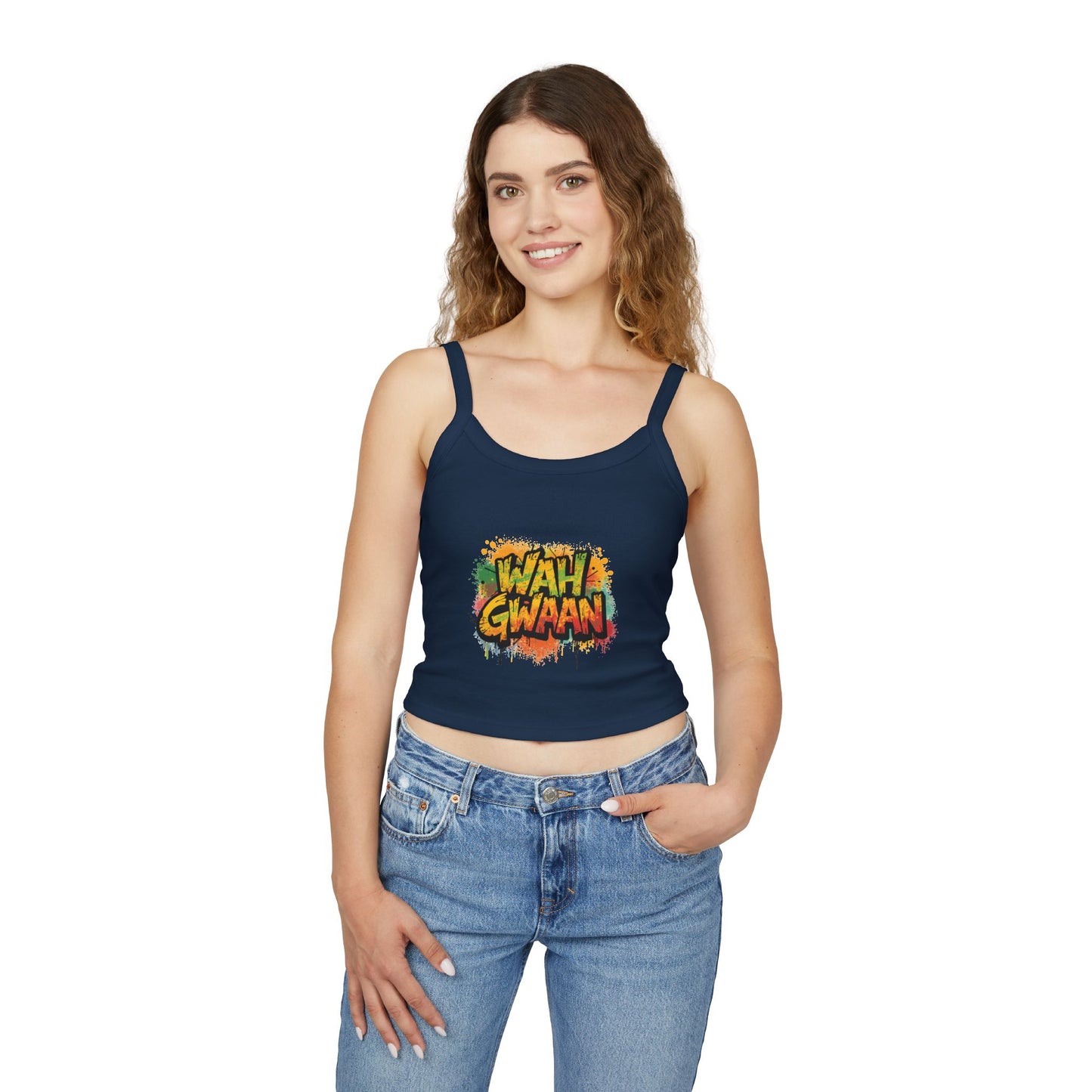 Wah Gwaan Women's Tank Top — Caribbean Vibes Spaghetti Strap Tee