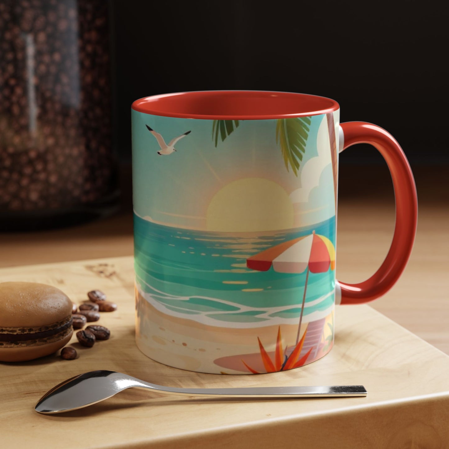 Beach Sunrise Coffee Mug — Tropical Ocean Scene Accent Mug (11/15oz)