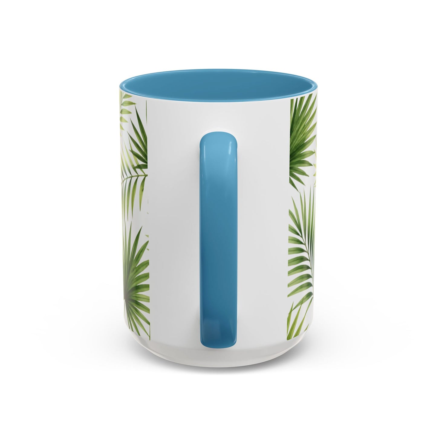 Tropical Palm Accent Coffee Mug – Green Leaf Pattern, 11/15oz