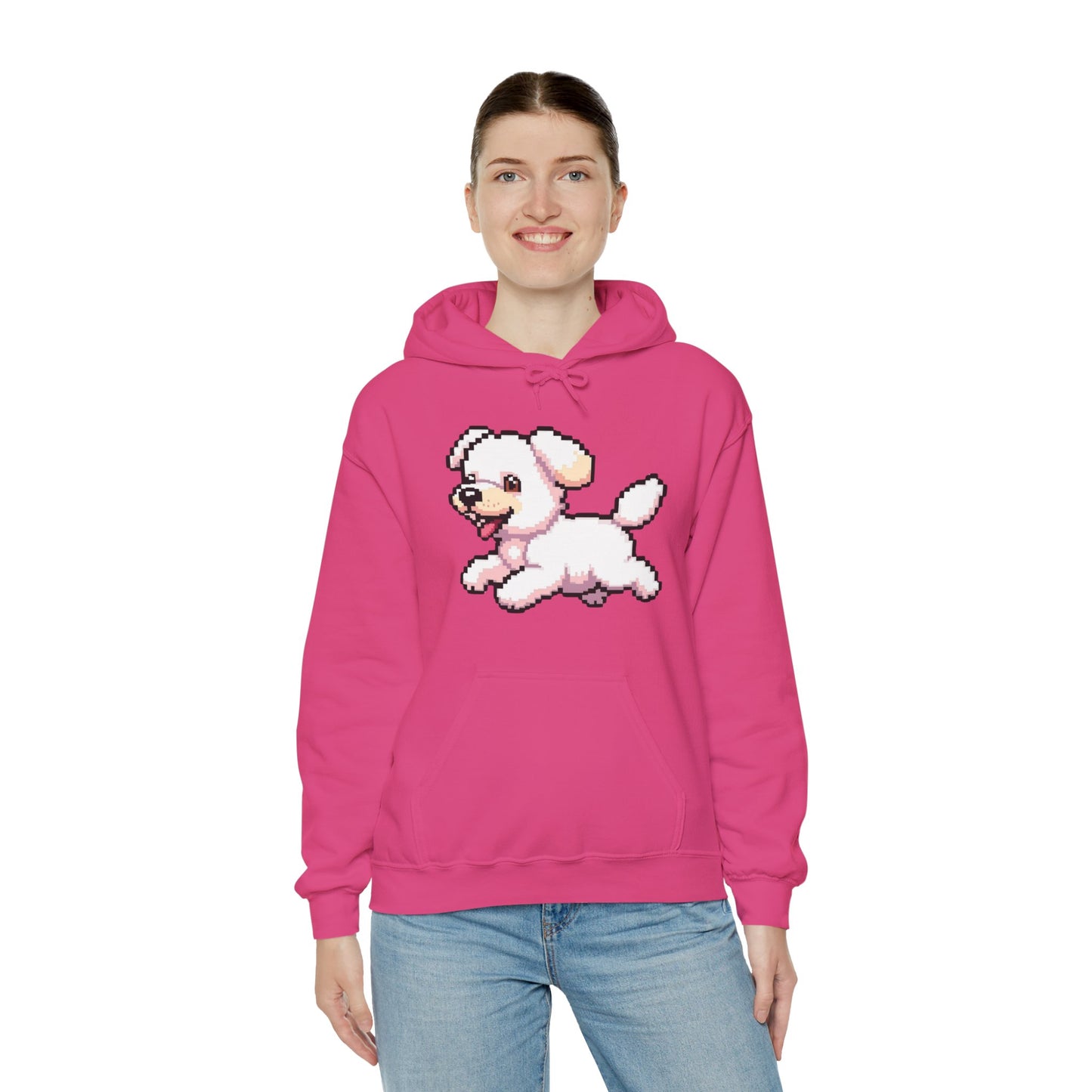 Pixelated Dog Unisex Hoodie, Cozy Pet Lover Sweatshirt, Cute Dog Design, Gift for Animal Lovers, Ideal for Casual Wear, Perfect for Holidays