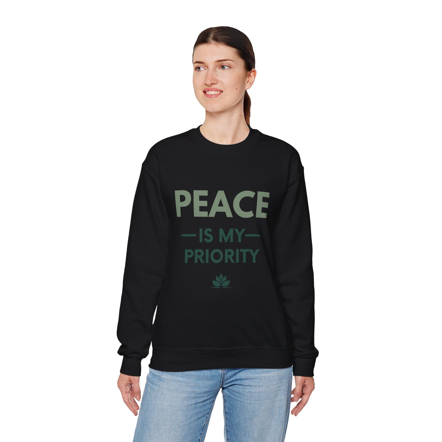 Peace Is My Priority Sweatshirt — Relaxed Crewneck Pullover for Mindfulness & Self-Care