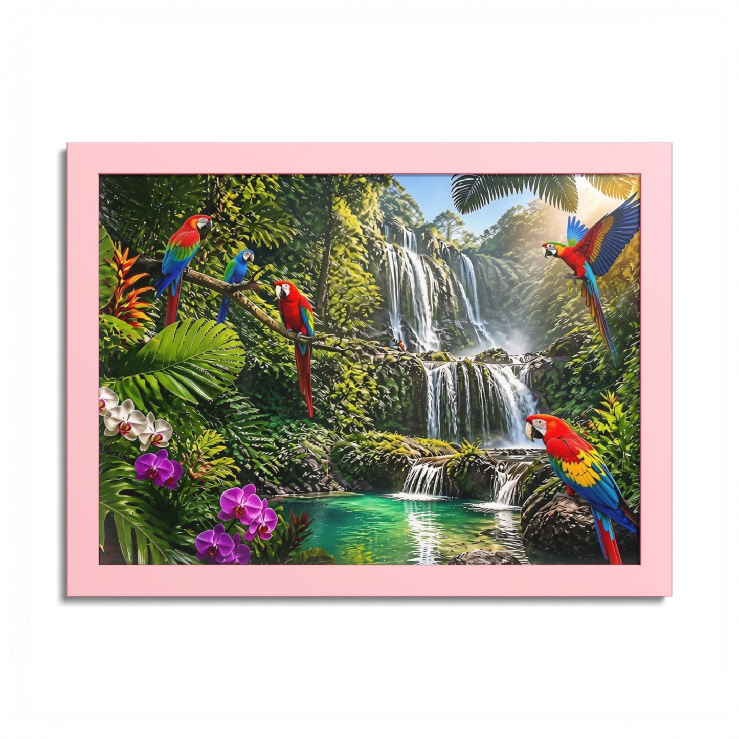 Tropical Waterfall Parrot Poster