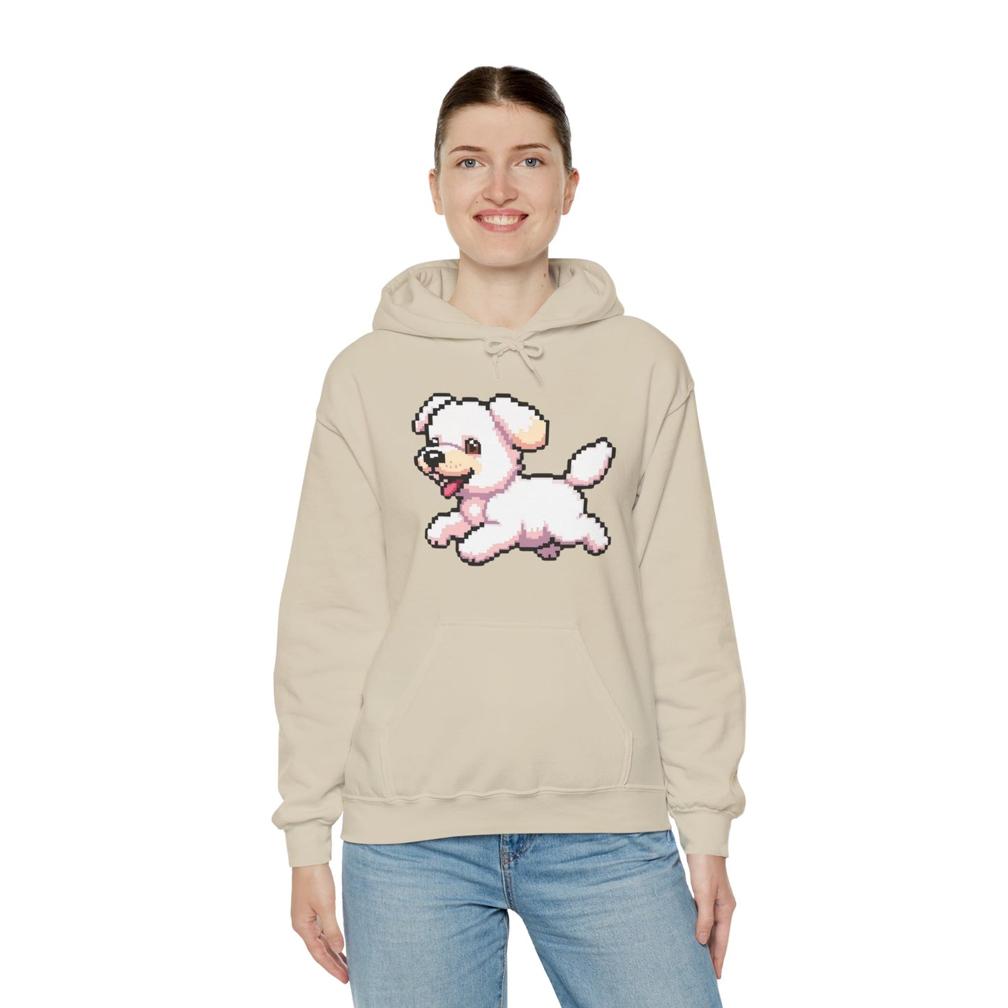 Pixelated Dog Unisex Hoodie, Cozy Pet Lover Sweatshirt, Cute Dog Design, Gift for Animal Lovers, Ideal for Casual Wear, Perfect for Holidays
