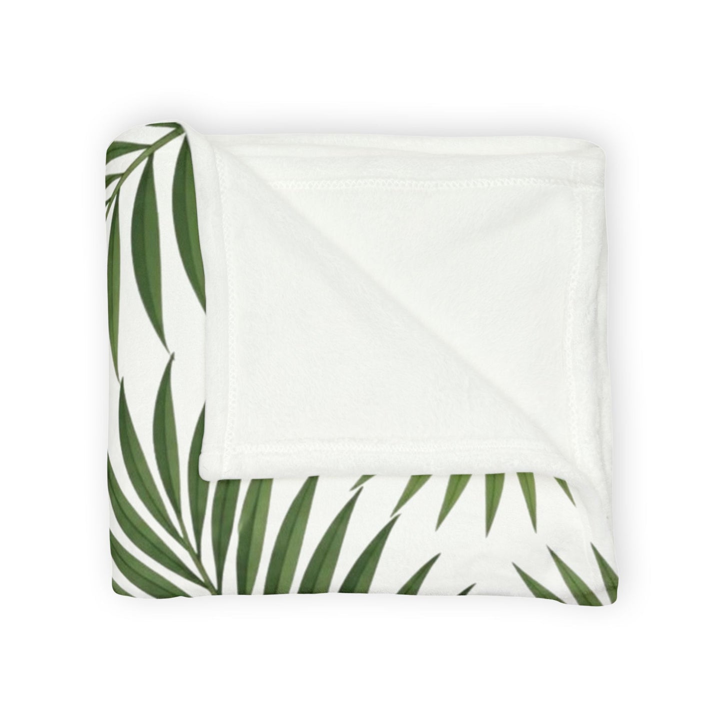 Tropical Palm Leaf Throw Blanket – Green Botanical Polyester Blanket