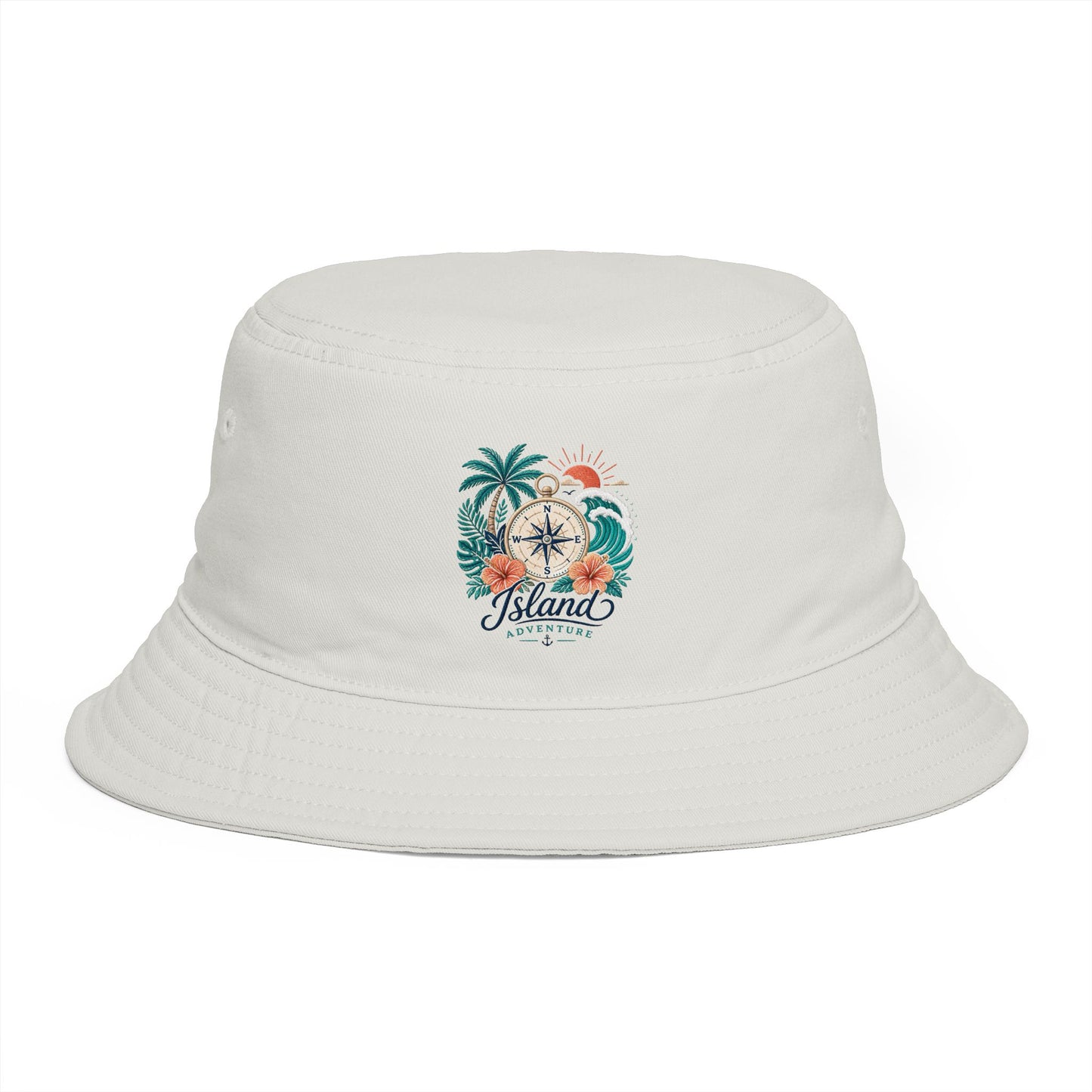 Tropical Compass Bucket Hat — Vintage Beach Palm Sun Design