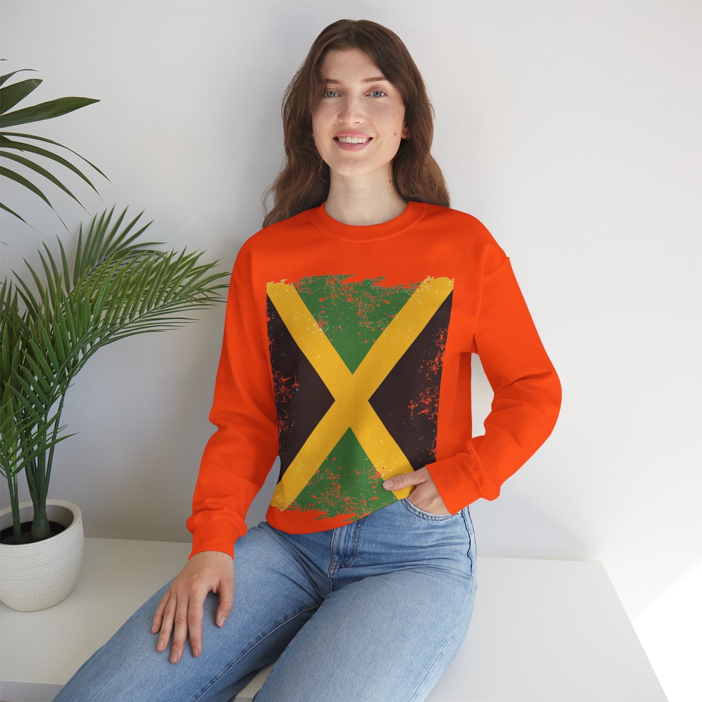 Jamaican Flag Crewneck Sweatshirt, Unisex Sweatshirt, Casual Wear, Gift for Him or Her, Travel Apparel, Cultural Celebration