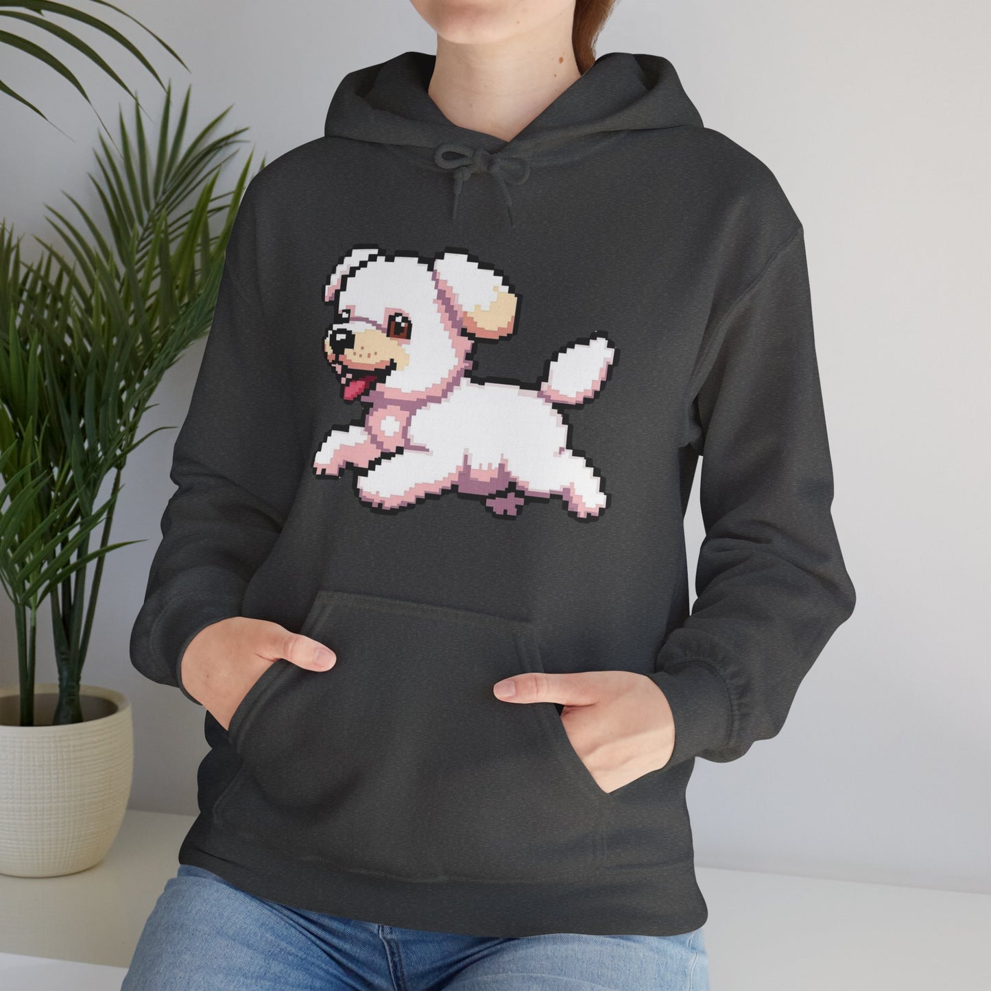 Pixelated Dog Unisex Hoodie, Cozy Pet Lover Sweatshirt, Cute Dog Design, Gift for Animal Lovers, Ideal for Casual Wear, Perfect for Holidays