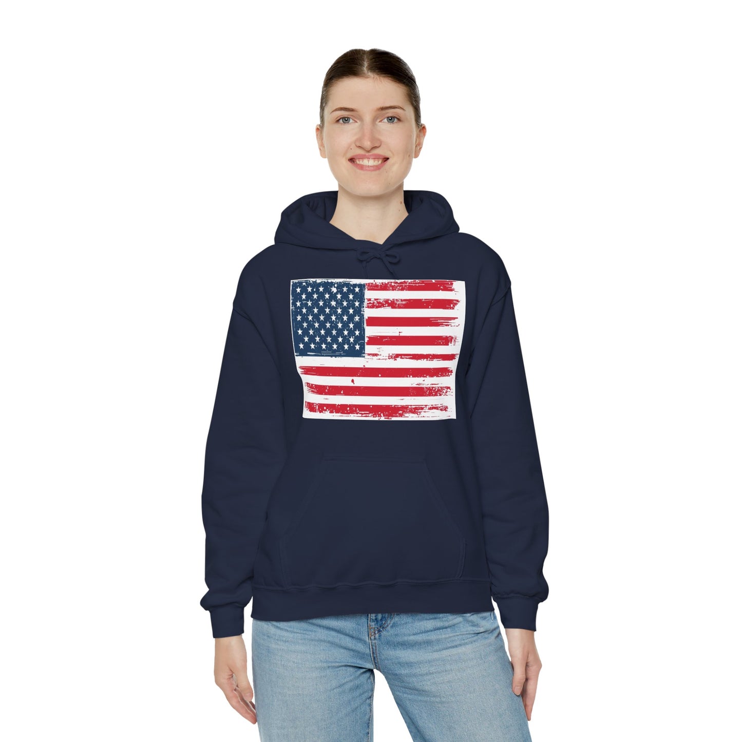 Vintage American Flag Hoodie, Unisex Sweatshirt for Independence Day, Patriotic Gift, Cozy Outerwear, 4th of July Celebration
