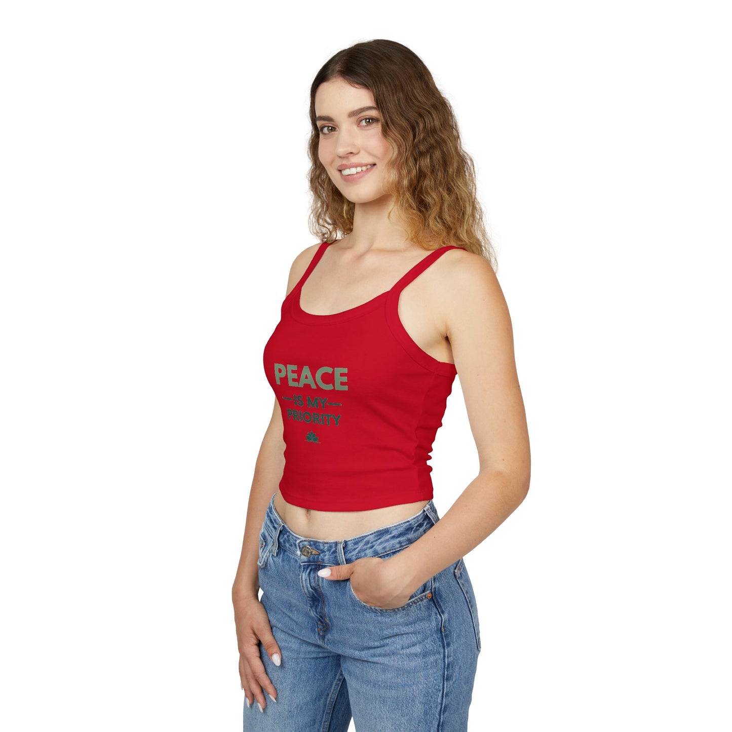 Peace Is My Priority Tank Top — Women's Spaghetti-Strap Crop