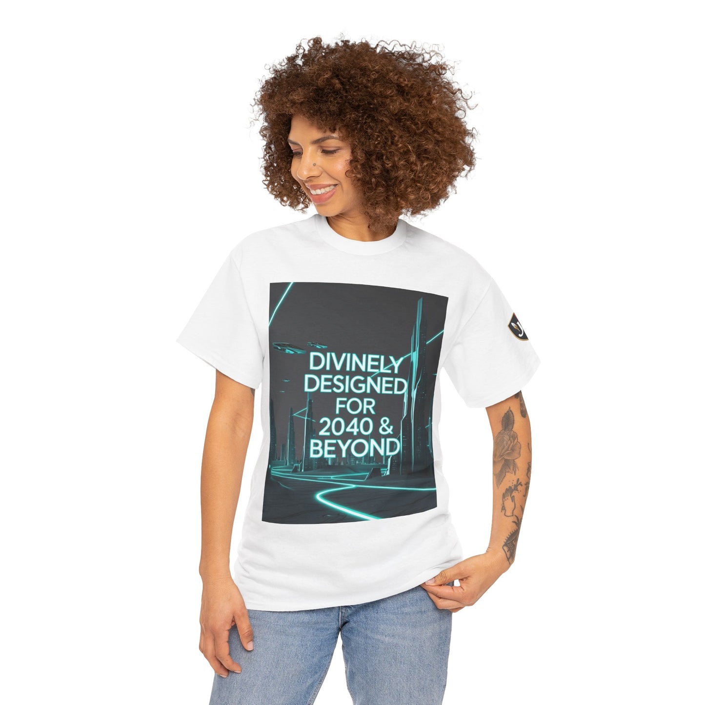 Futuristic Urban Tee for Tech Lovers - Unisex Heavy Cotton