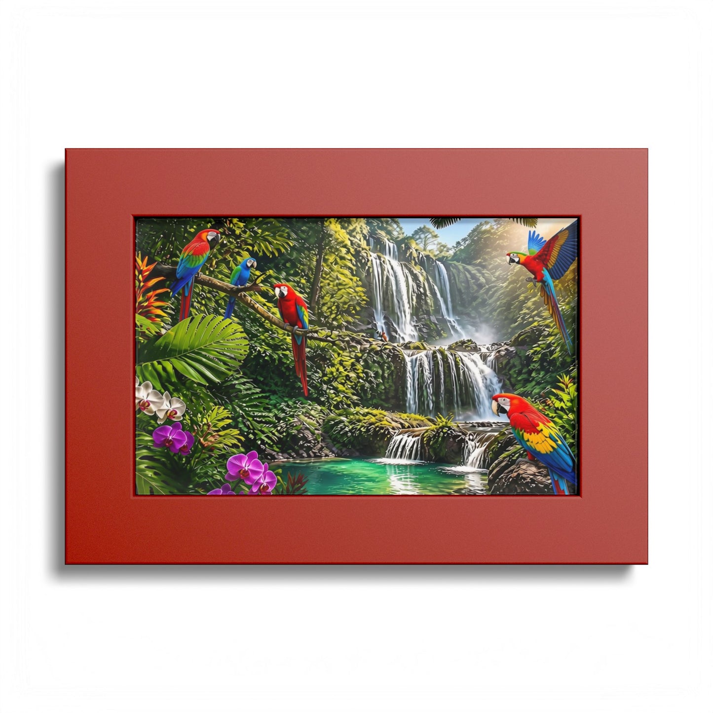 Tropical Waterfall Parrot Poster