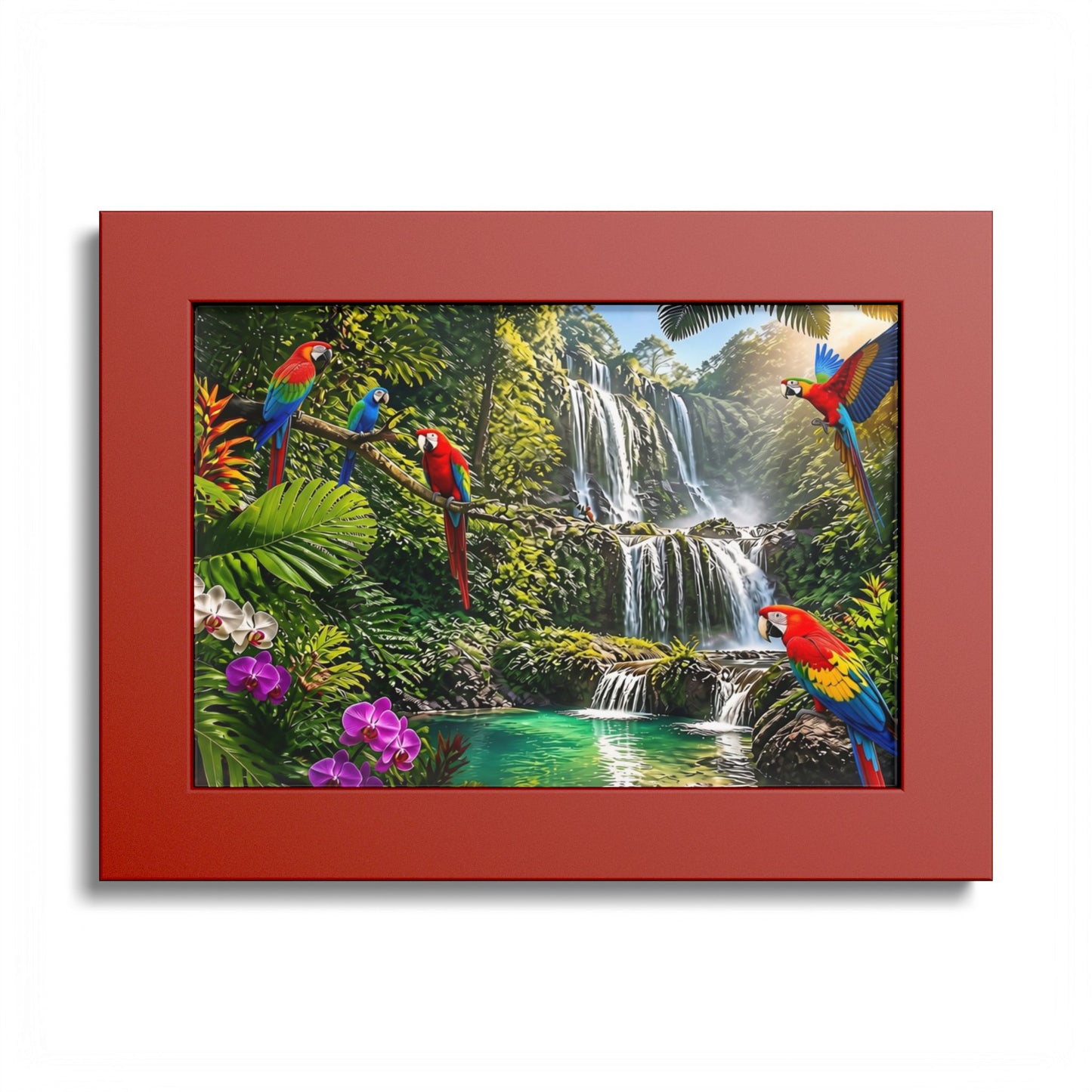 Tropical Waterfall Parrot Poster