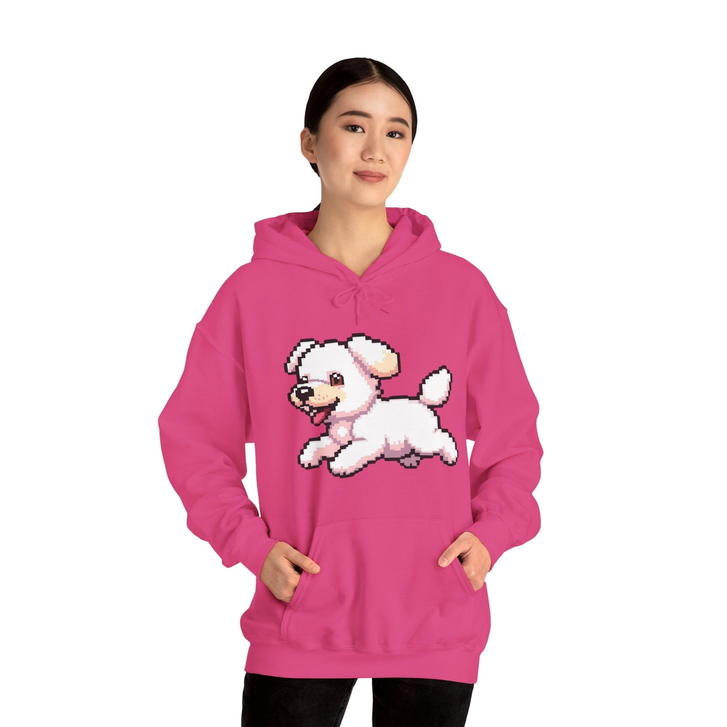 Pixelated Dog Unisex Hoodie, Cozy Pet Lover Sweatshirt, Cute Dog Design, Gift for Animal Lovers, Ideal for Casual Wear, Perfect for Holidays