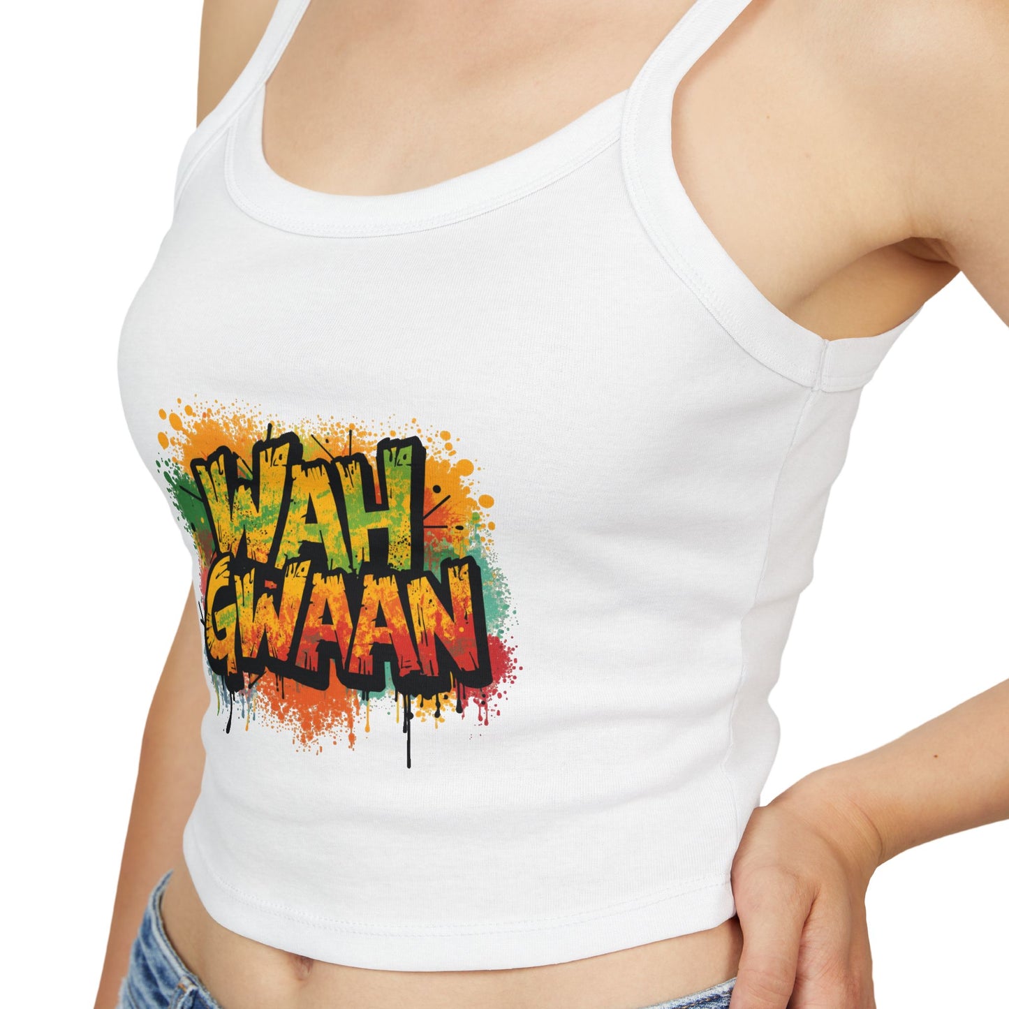 Wah Gwaan Women's Tank Top — Caribbean Vibes Spaghetti Strap Tee