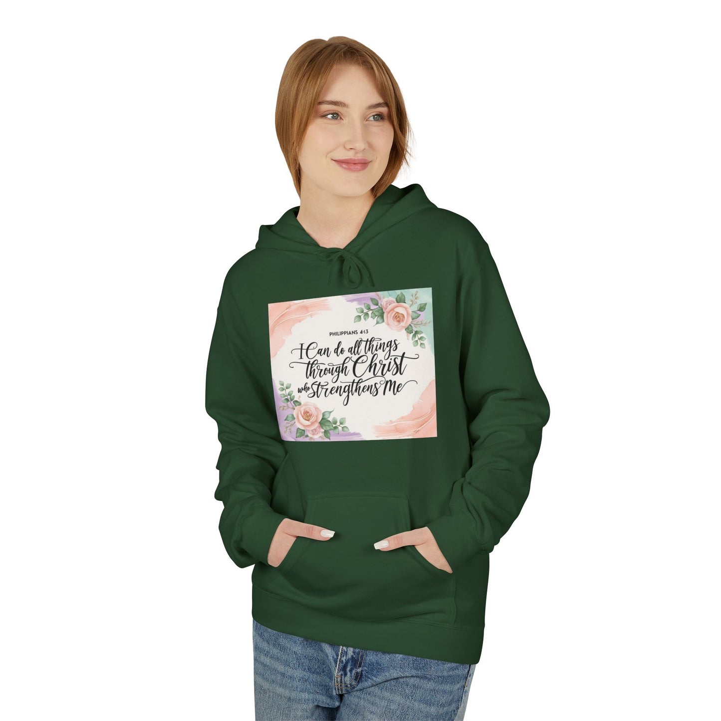 Inspirational Floral Fleece Hoodie – Cozy Motivational Gift