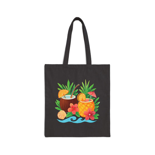 Tote Bag — Tropical Pineapple & Coconut Cocktail Canvas Tote