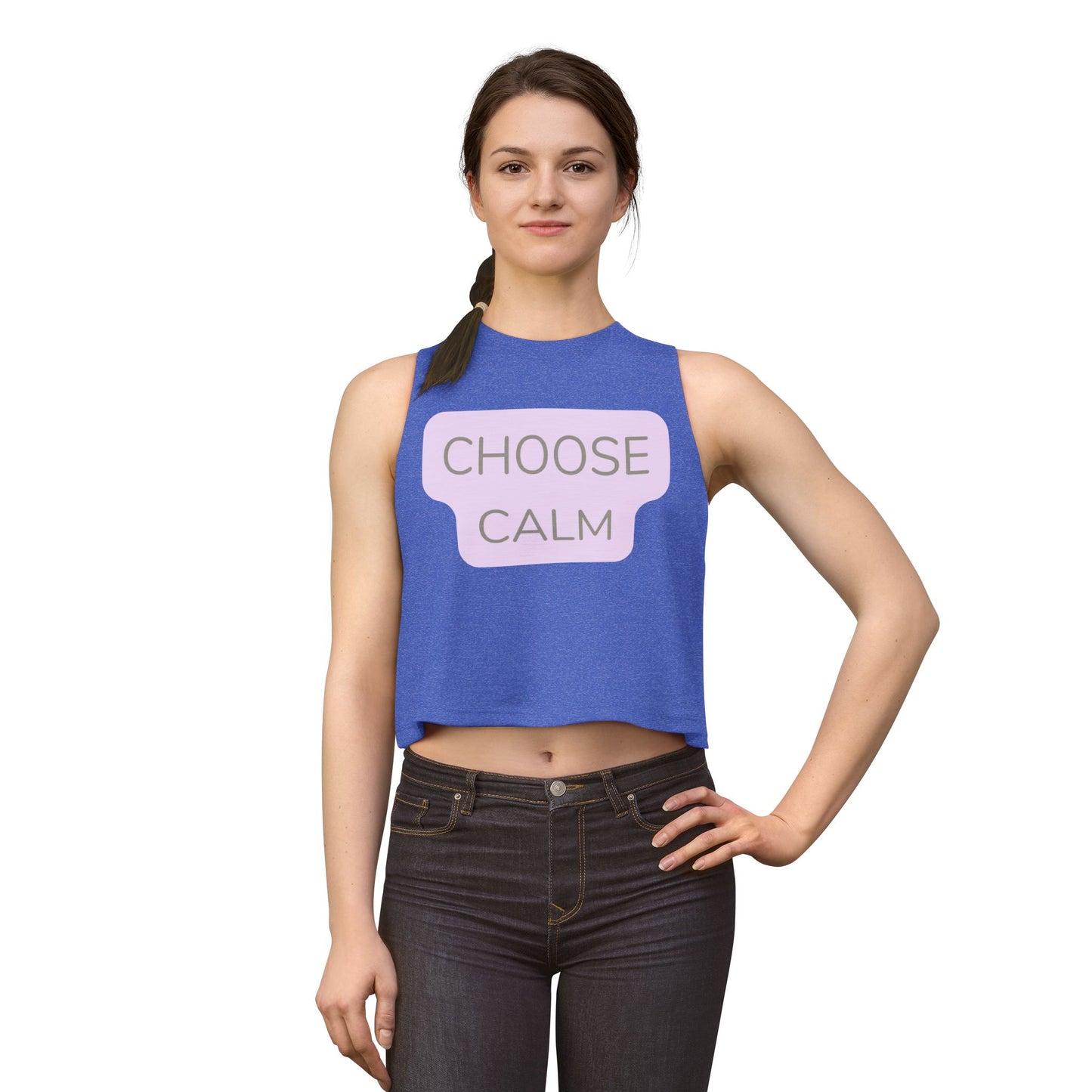 Choose Calm Crop Top — Women's Relaxed Lavender Graphic Tank