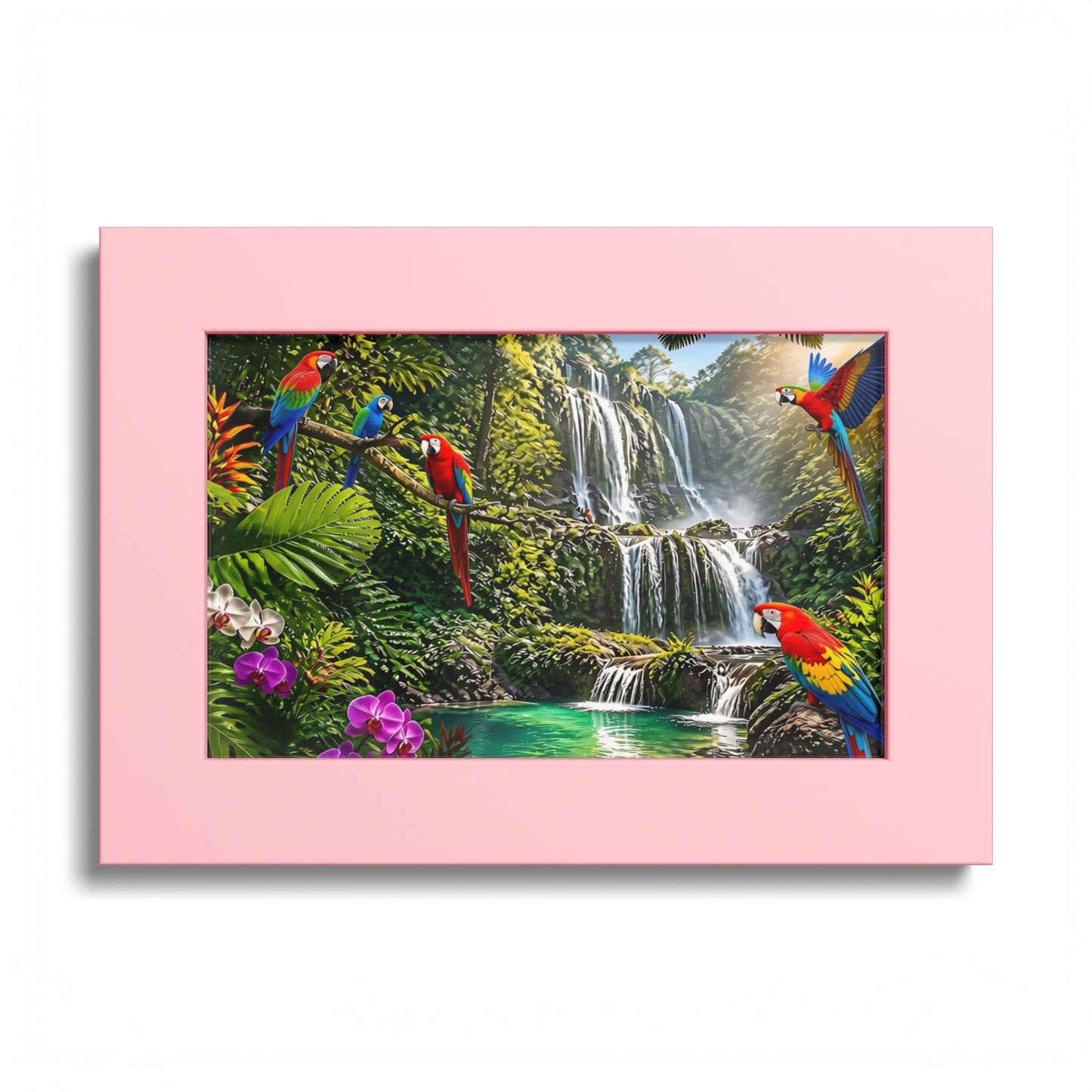 Tropical Waterfall Parrot Poster