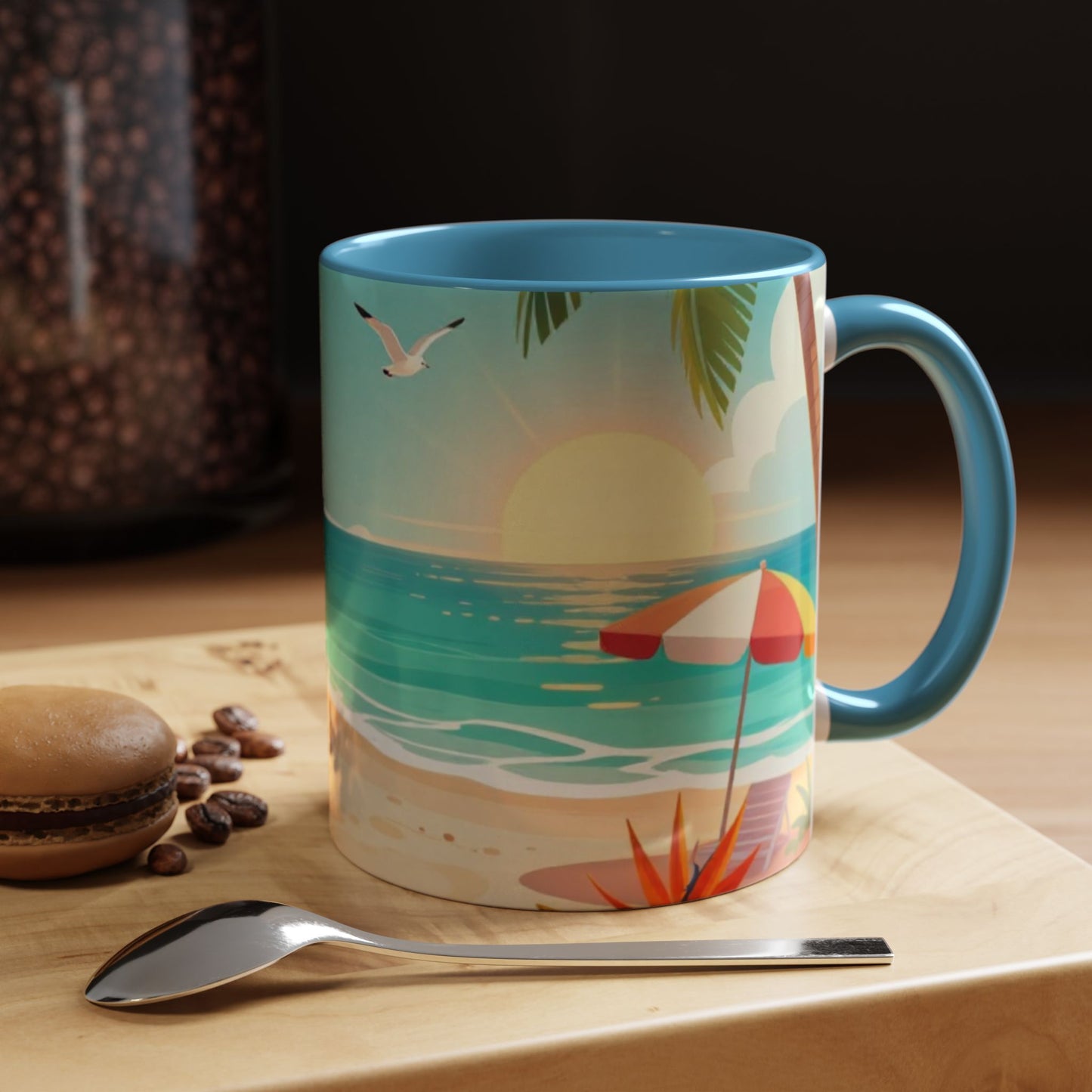 Beach Sunrise Coffee Mug — Tropical Ocean Scene Accent Mug (11/15oz)