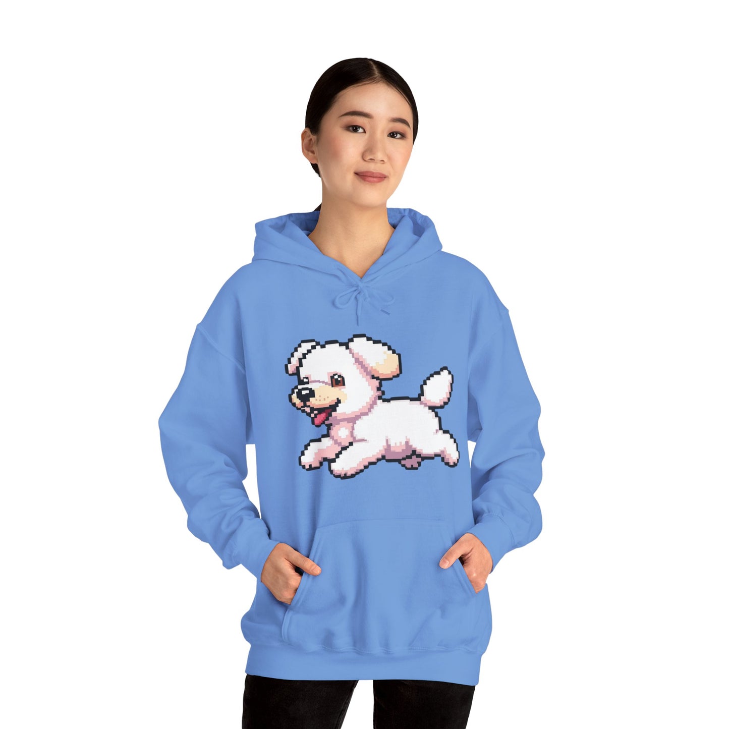 Pixelated Dog Unisex Hoodie, Cozy Pet Lover Sweatshirt, Cute Dog Design, Gift for Animal Lovers, Ideal for Casual Wear, Perfect for Holidays