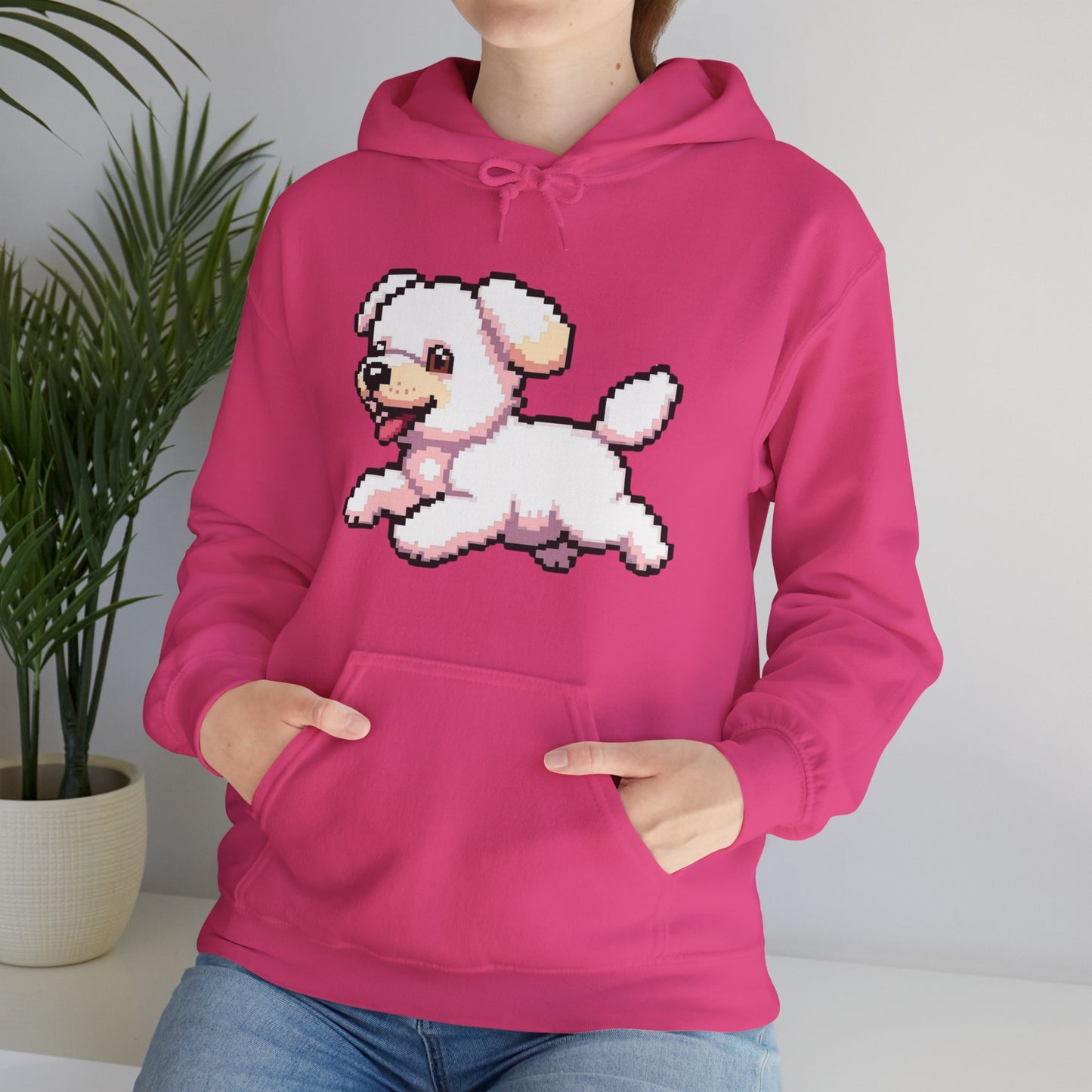 Pixelated Dog Unisex Hoodie, Cozy Pet Lover Sweatshirt, Cute Dog Design, Gift for Animal Lovers, Ideal for Casual Wear, Perfect for Holidays