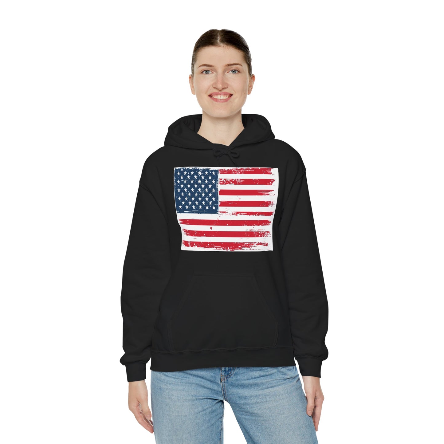 Vintage American Flag Hoodie, Unisex Sweatshirt for Independence Day, Patriotic Gift, Cozy Outerwear, 4th of July Celebration